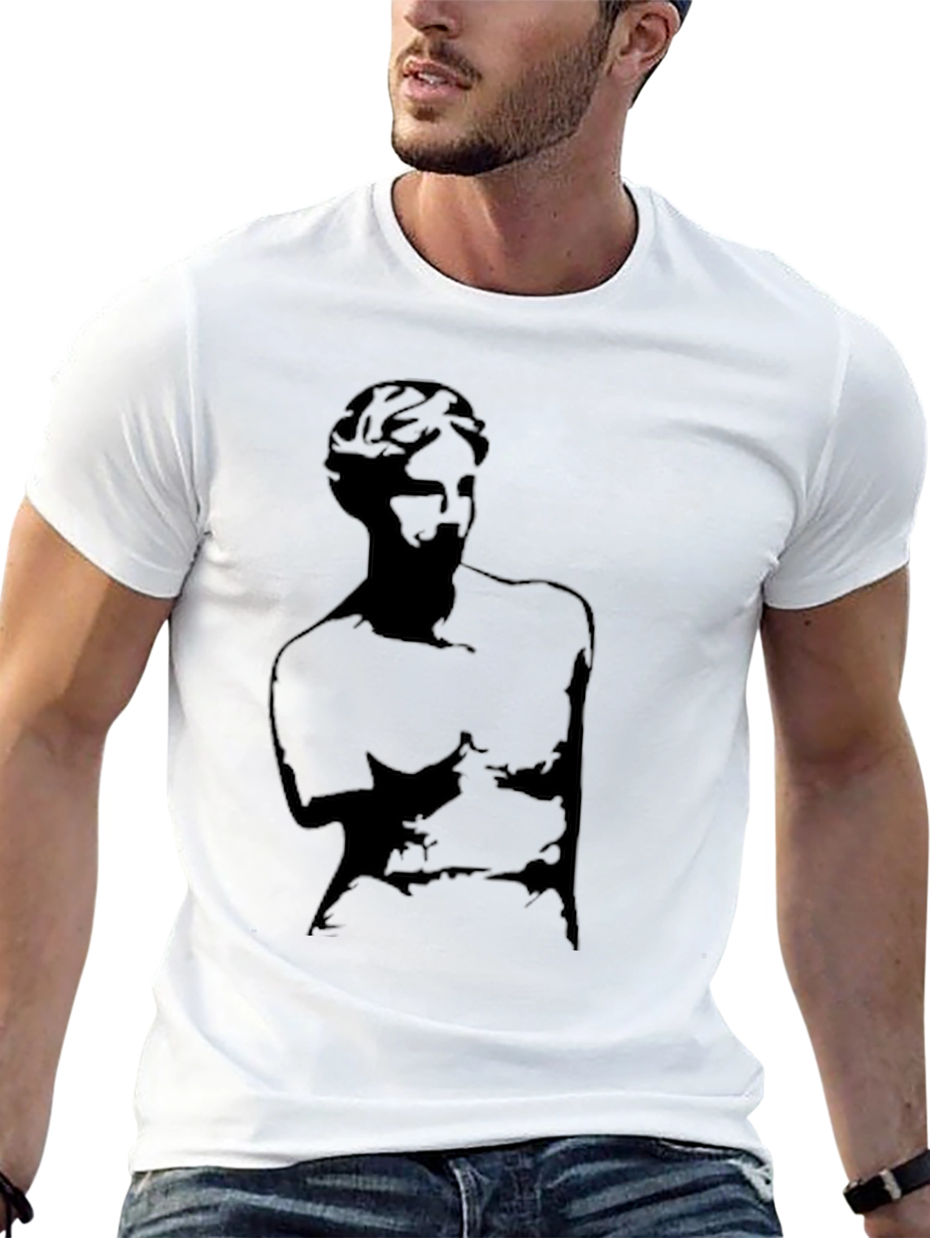 Black Men's Black Statue Graphic Tee view 13