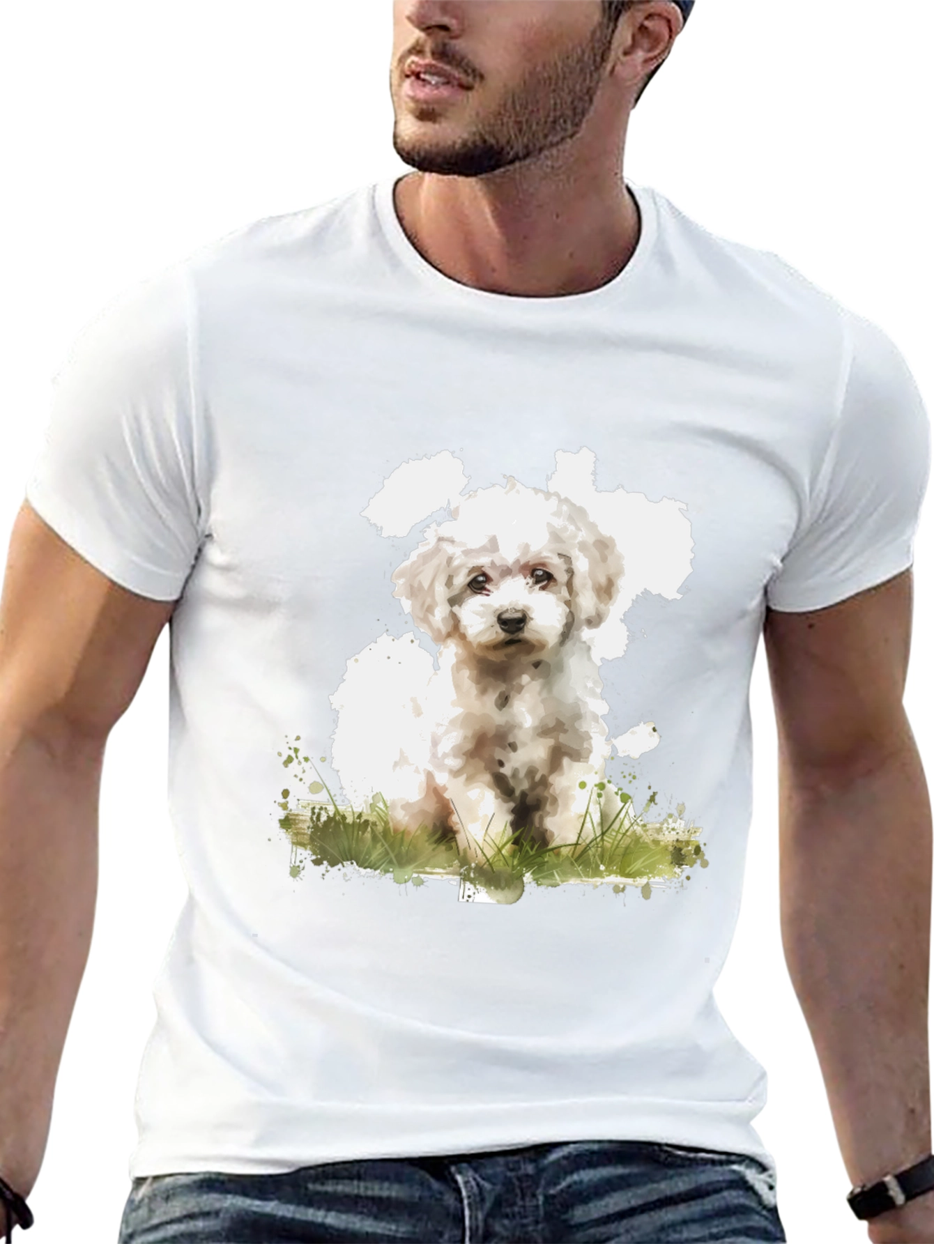 Black Cute Dog Art Black T-Shirt - Soft Cotton Blend view 13