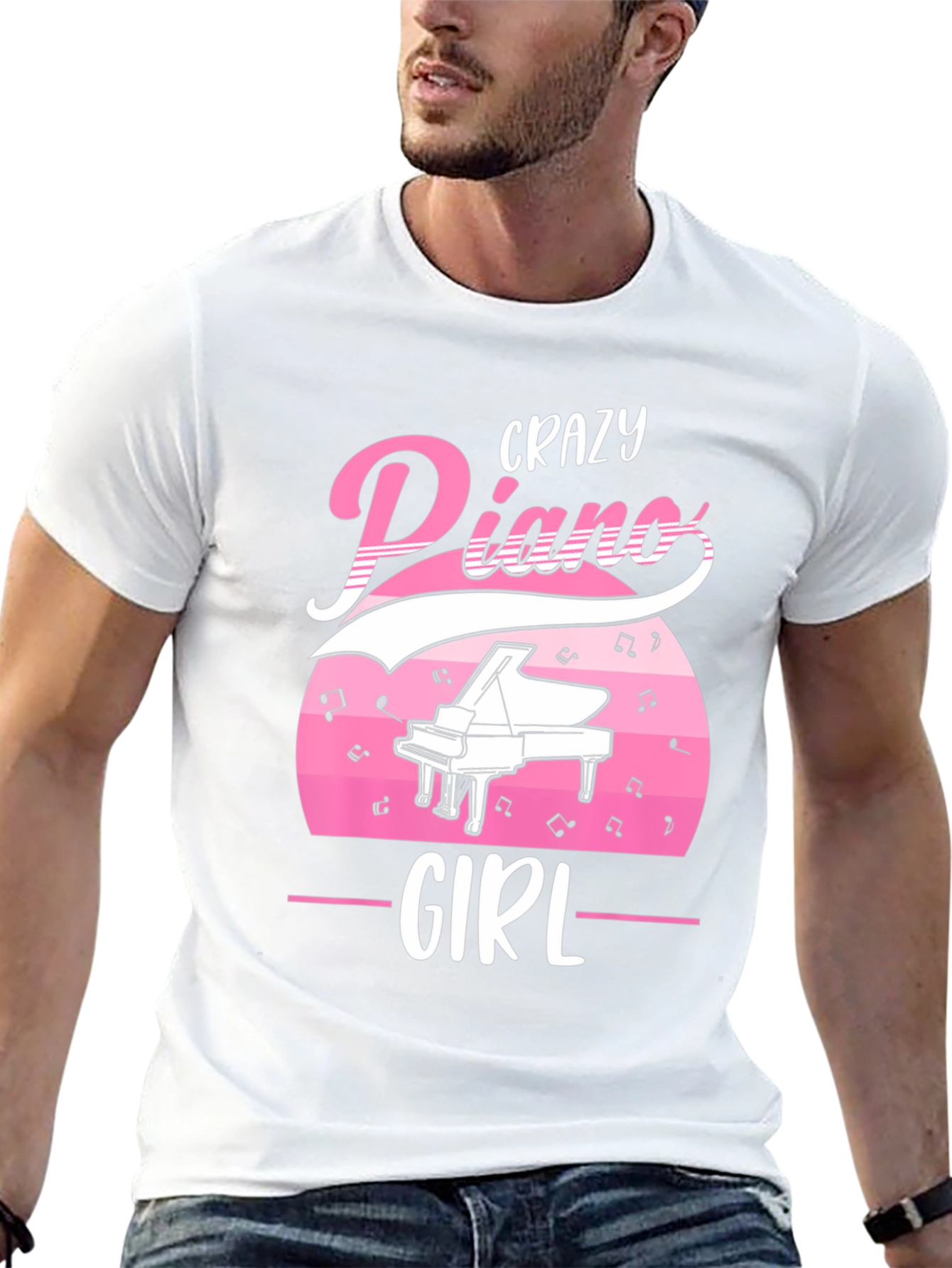 Black Crazy Piano Girl T-Shirt - Music Lover Tee view 13
