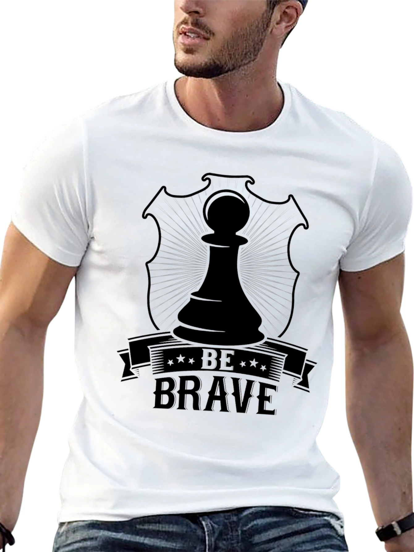 Black Be Brave Chess Piece Graphic T-Shirt view 13