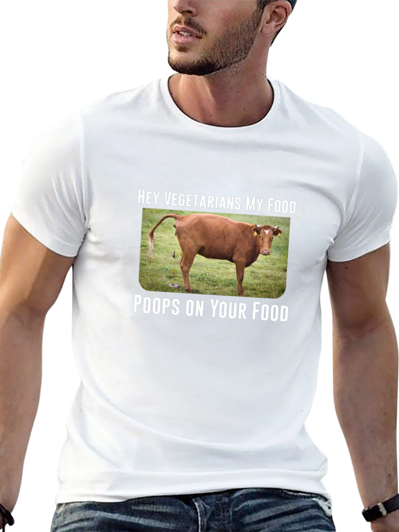Black Humorous Vegetarian Food T-Shirt view 13