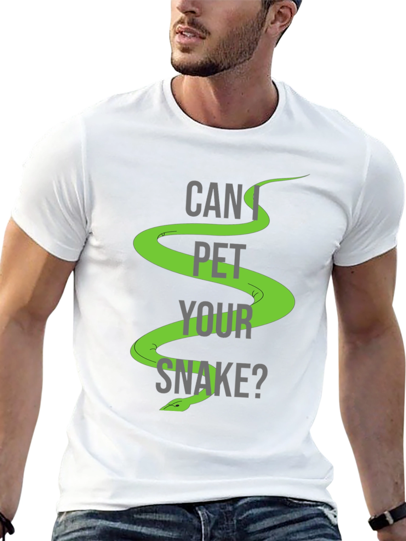 Black Can I Pet Your Snake? Graphic T-Shirt view 13