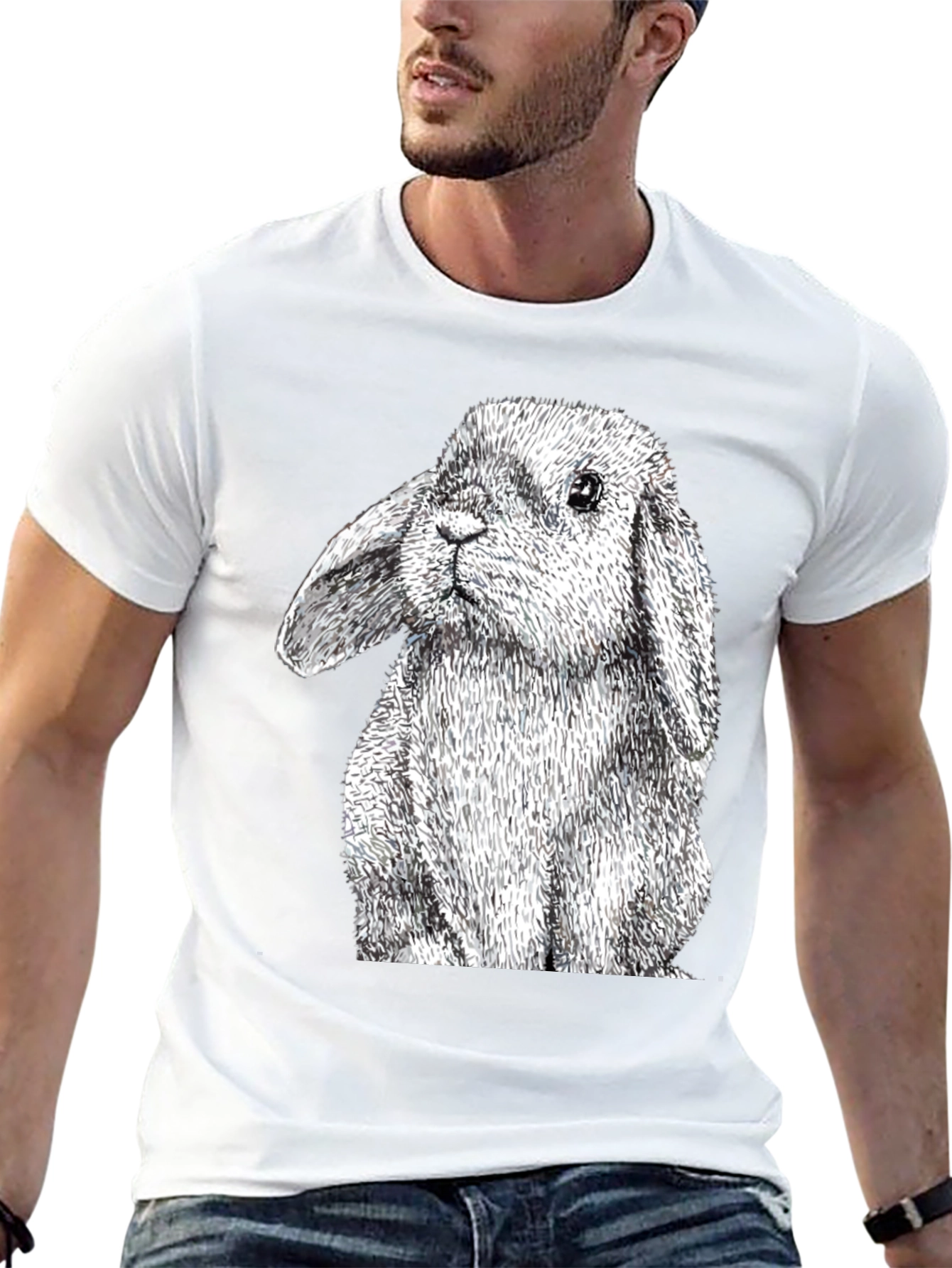 Black Rabbit Graphic Tee - Black Cotton T-Shirt view 13