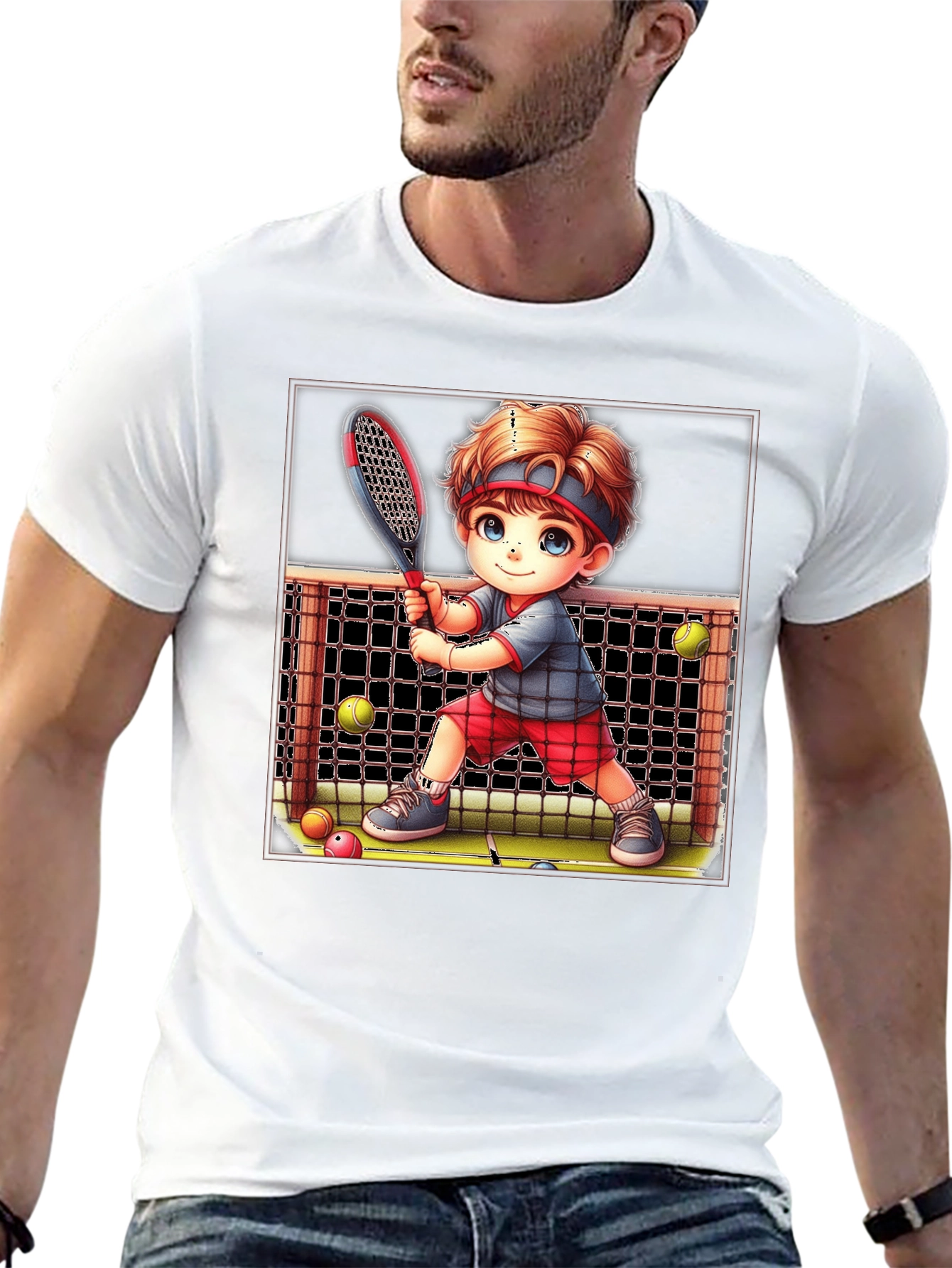 Black Tennis Kid Graphic Tee - Fun Sports T-Shirt view 13
