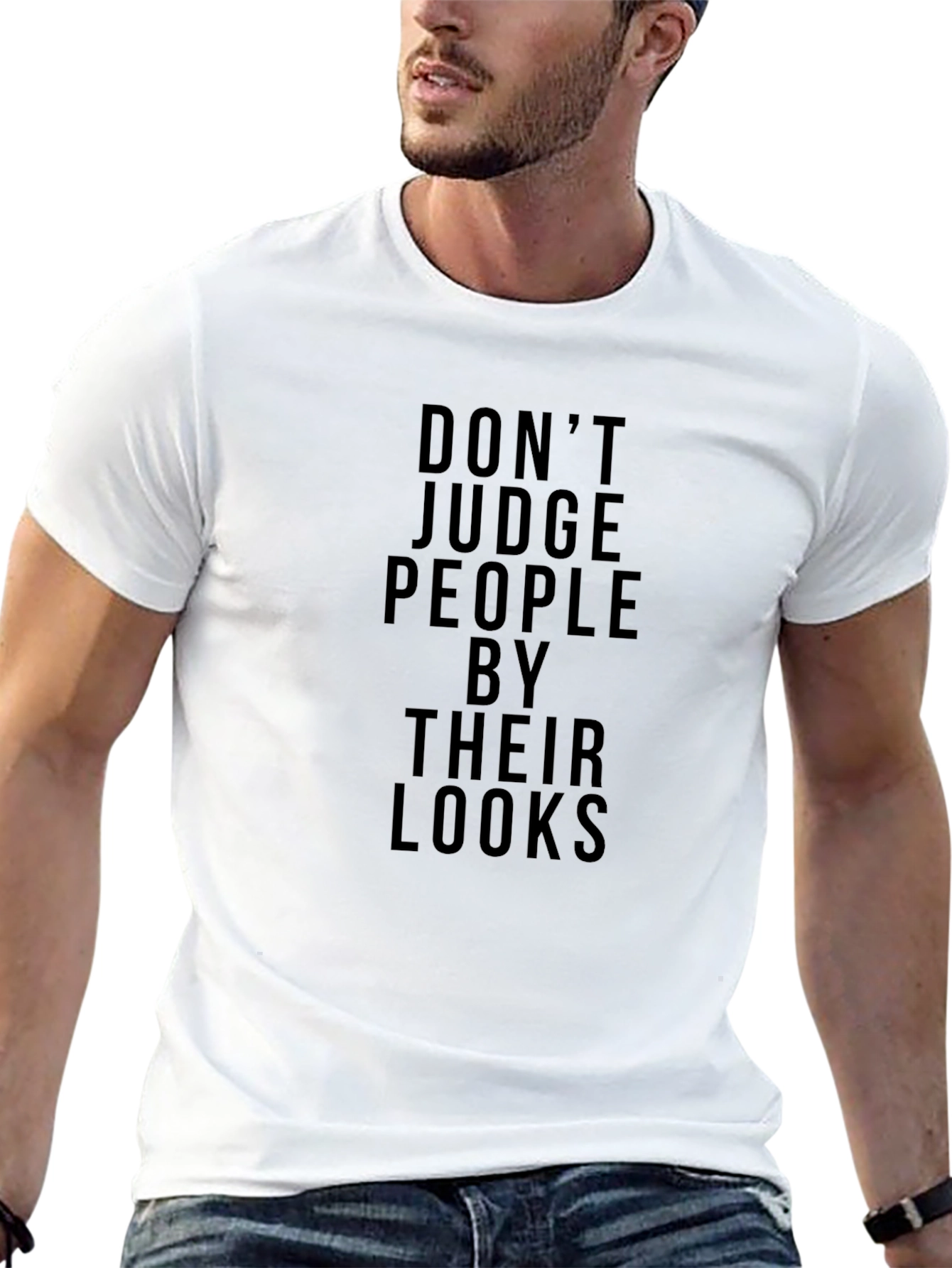 Black Don't Judge People Graphic Tee - Stylish Black T-Shirt view 13