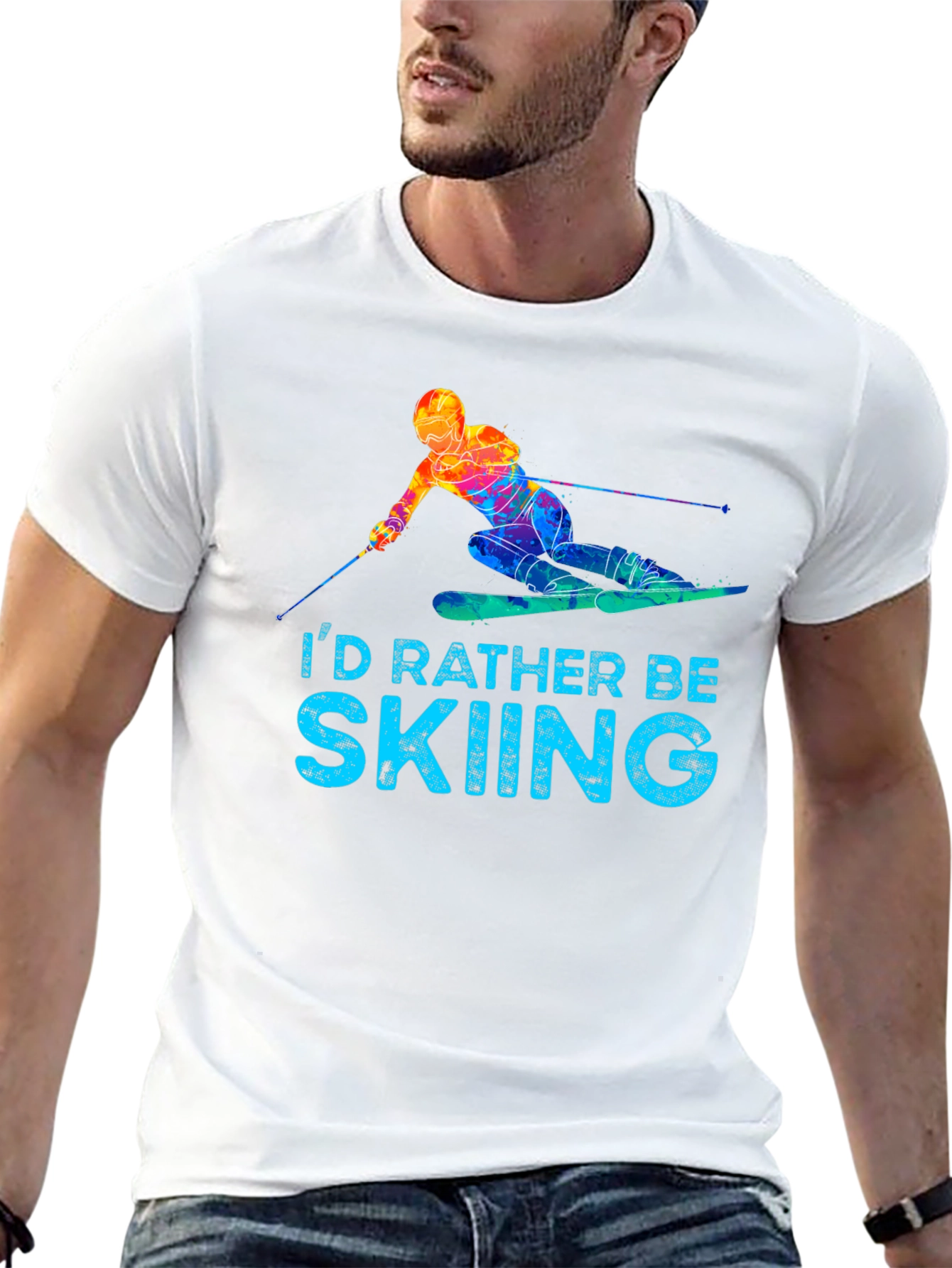 Black I'd Rather Be Skiing T-Shirt - Novelty Graphic Tee view 13