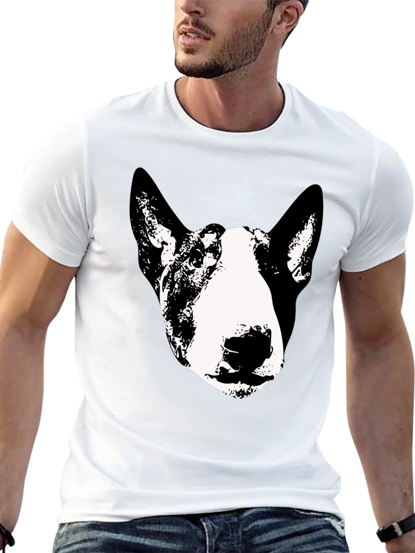 Black Bull Terrier Graphic Tee - Black Cotton Blend view 13