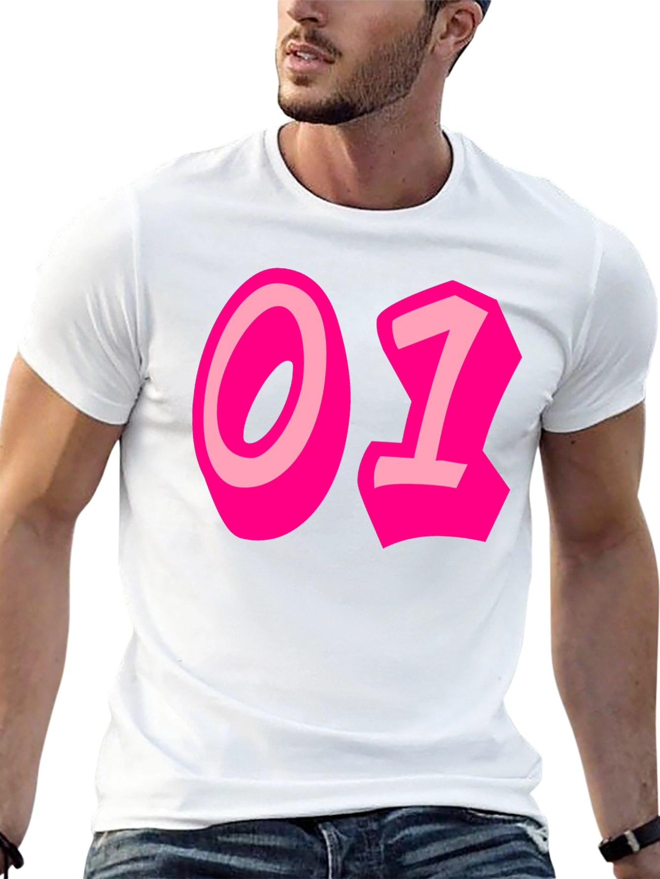 Black Black Tee with Bold Pink "01" Graphic view 13