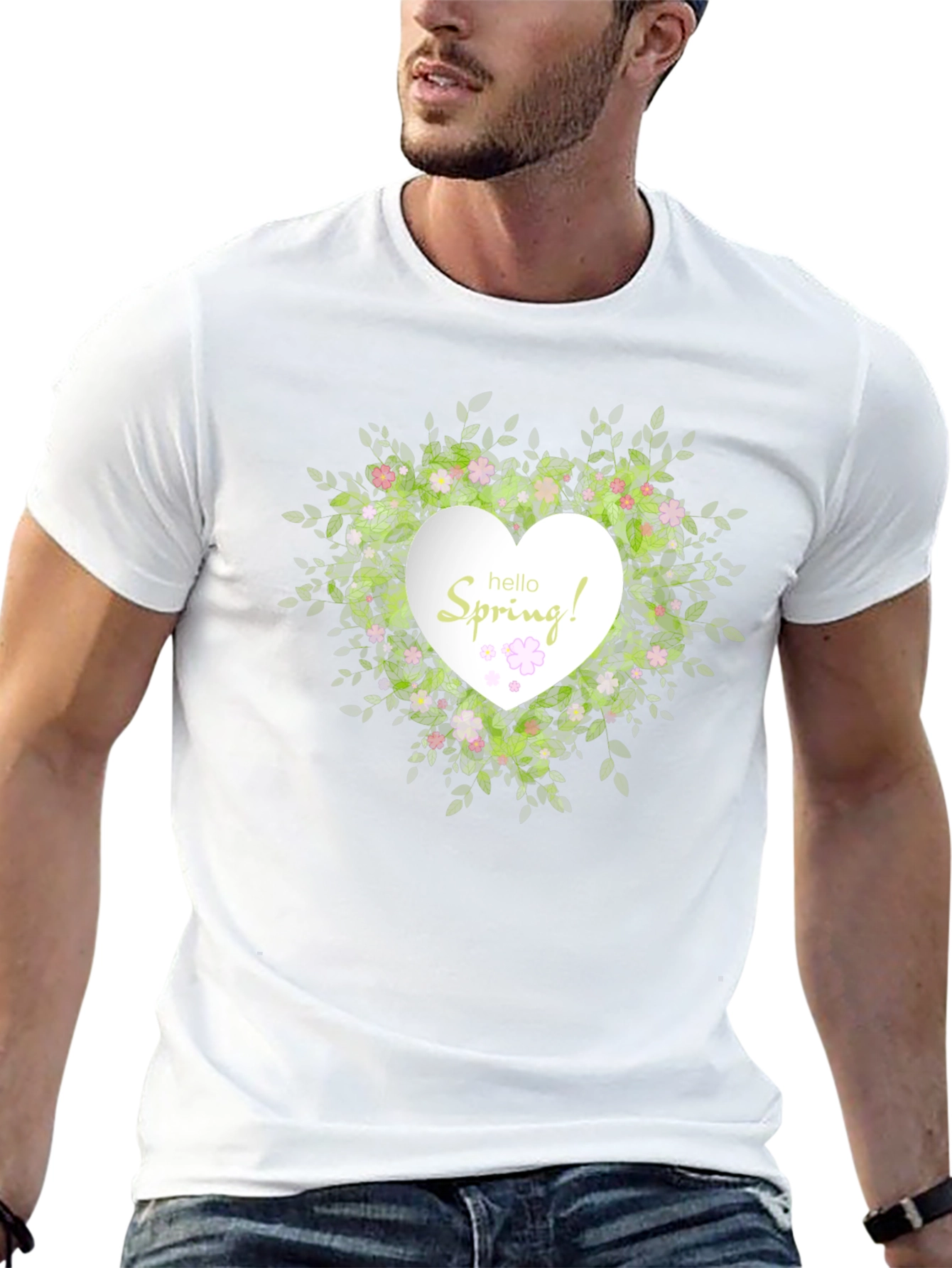 Black Spring Floral Heart T-Shirt - Black Cotton Tee view 13