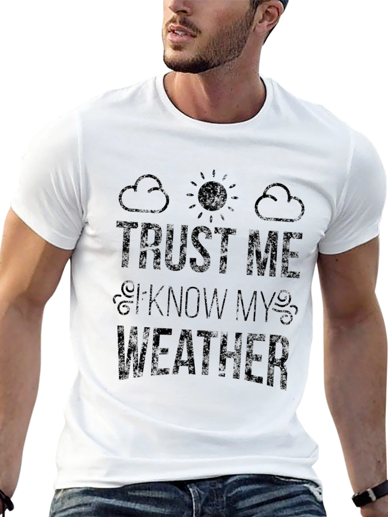 Black Trust Me I Know My Weather Graphic T-Shirt view 13
