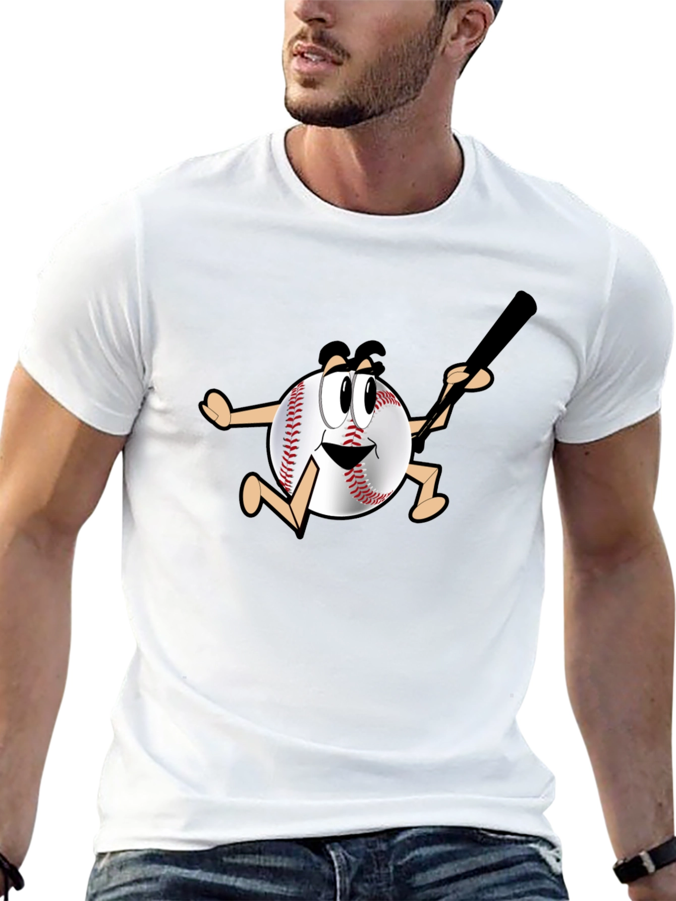 Black Baseball Cartoon T-Shirt view 13