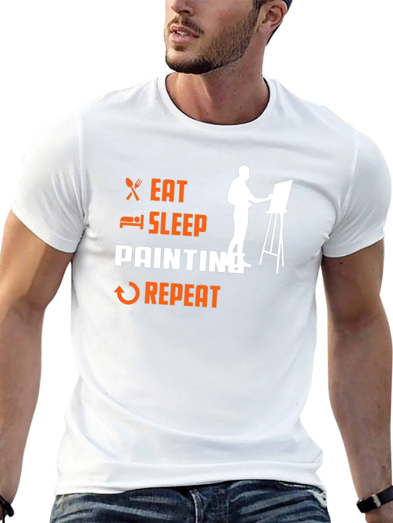 Eat Sleep Painting Repeat Black T-Shirt - 13