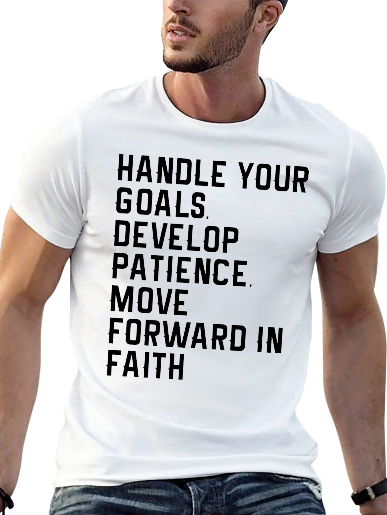 Black Motivational Black T-Shirt: Handle Your Goals view 13
