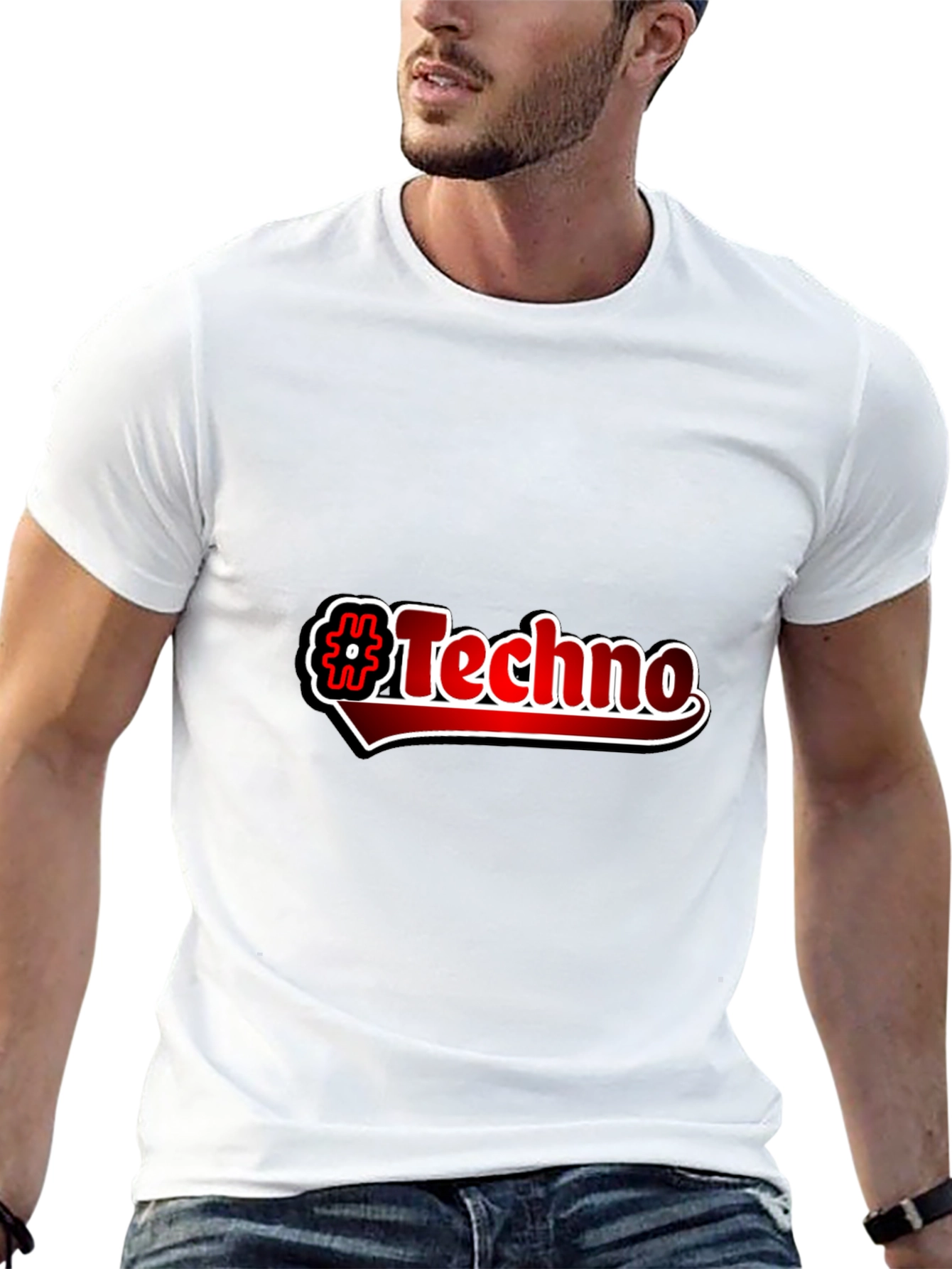 Black Hashtag Techno Graphic Tee view 13