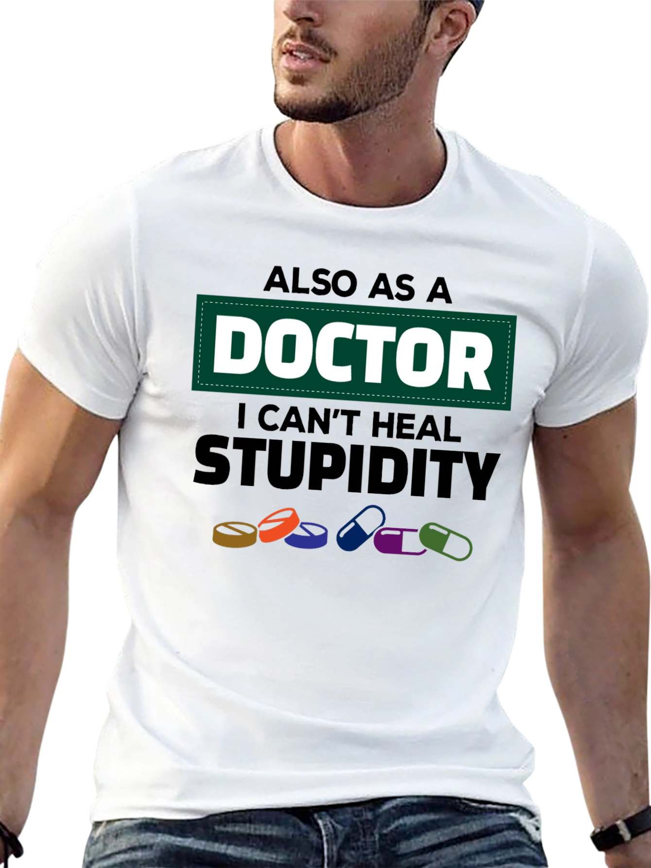 Black Doctor I Can't Heal Stupidity Graphic T-Shirt view 13