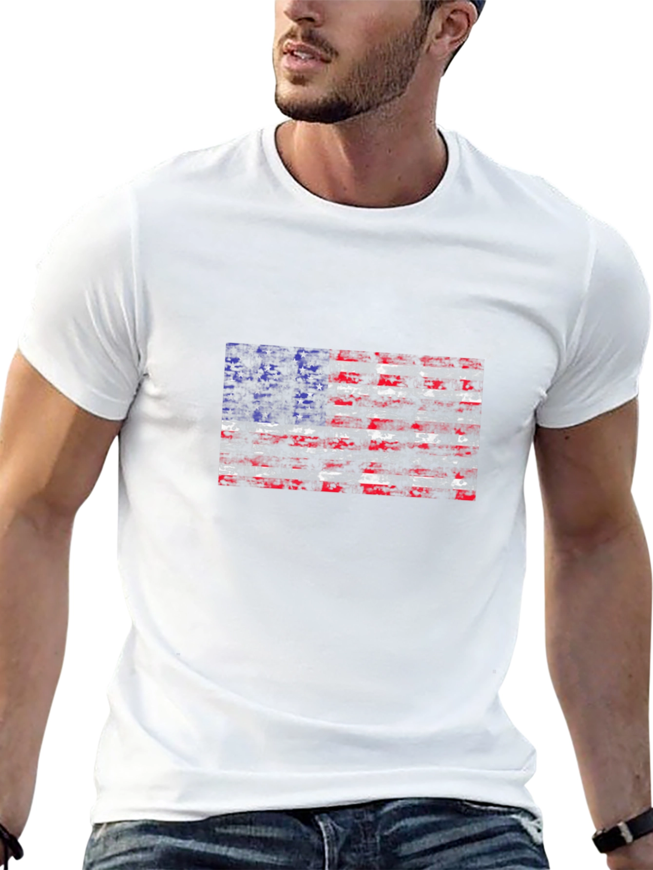 Black American Flag Graphic Black T-Shirt view 13