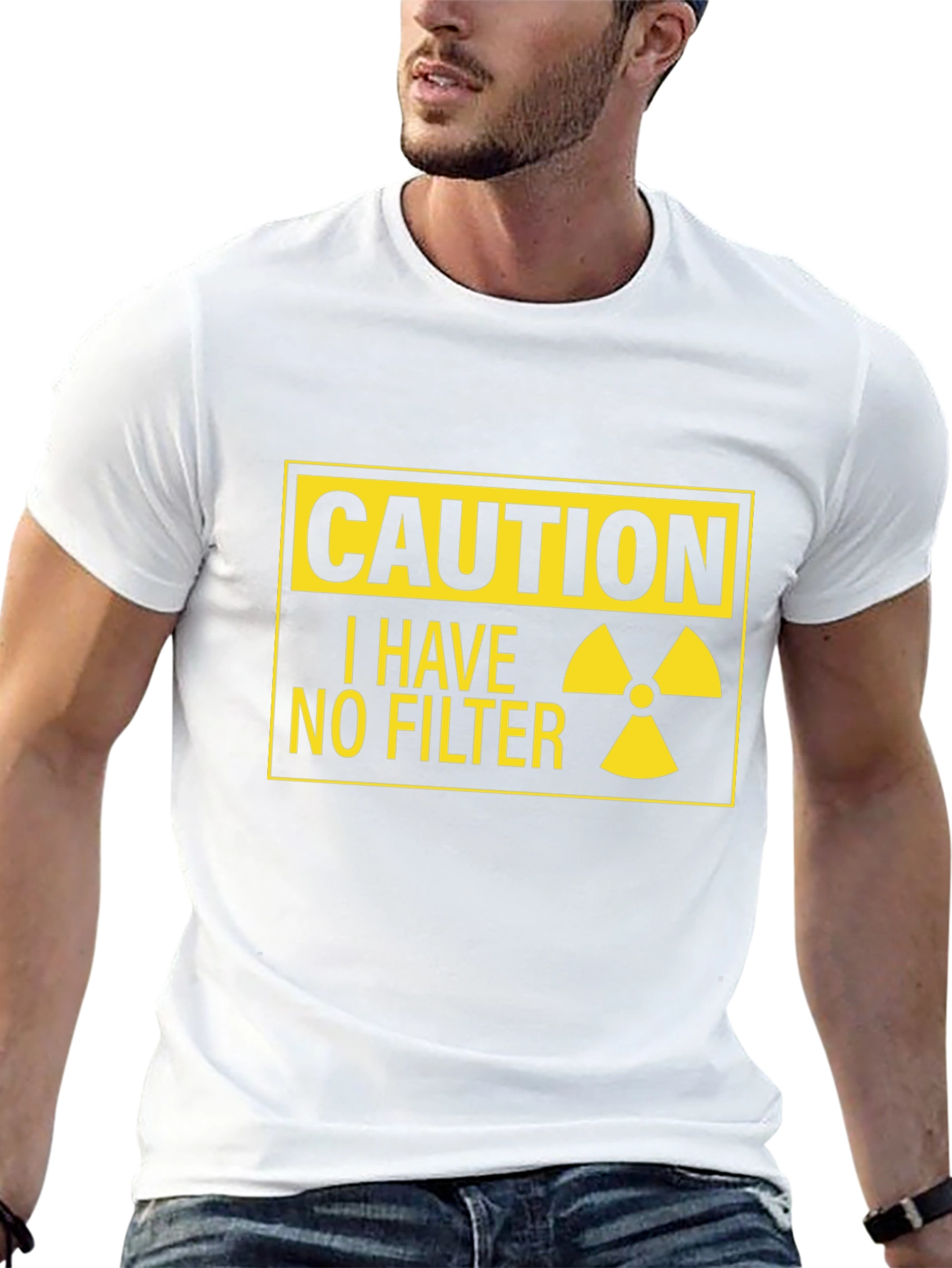 Black Caution I Have No Filter Black T-Shirt view 13
