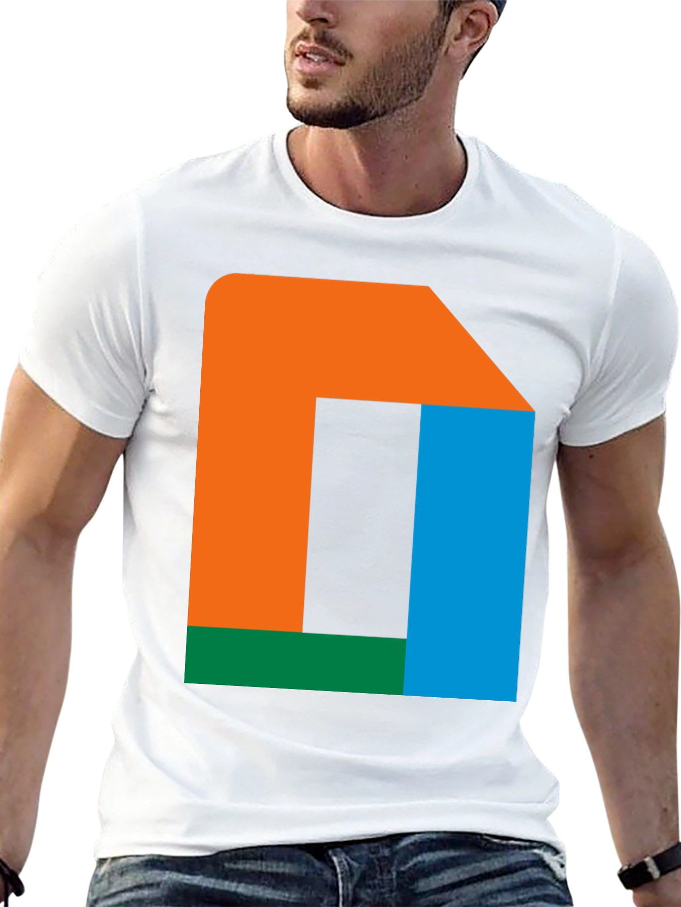 Black Abstract Color Block T-Shirt - Modern Geometric Design view 13