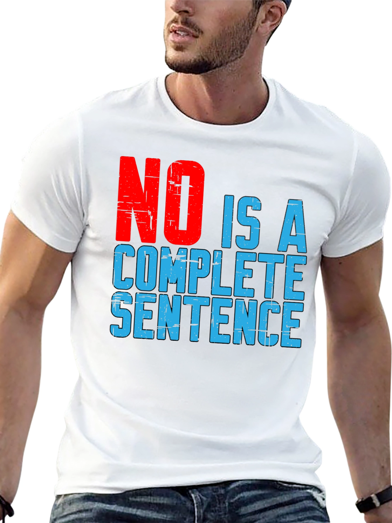 Black Funny Sarcastic Graphic Tee: NO is a Complete Sentence view 13