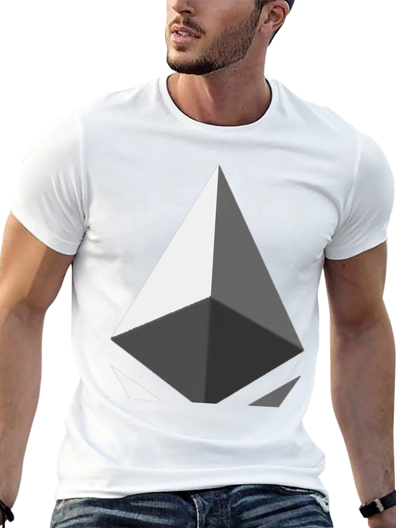 Black Geometric Diamond Graphic Tee - Modern Style view 13