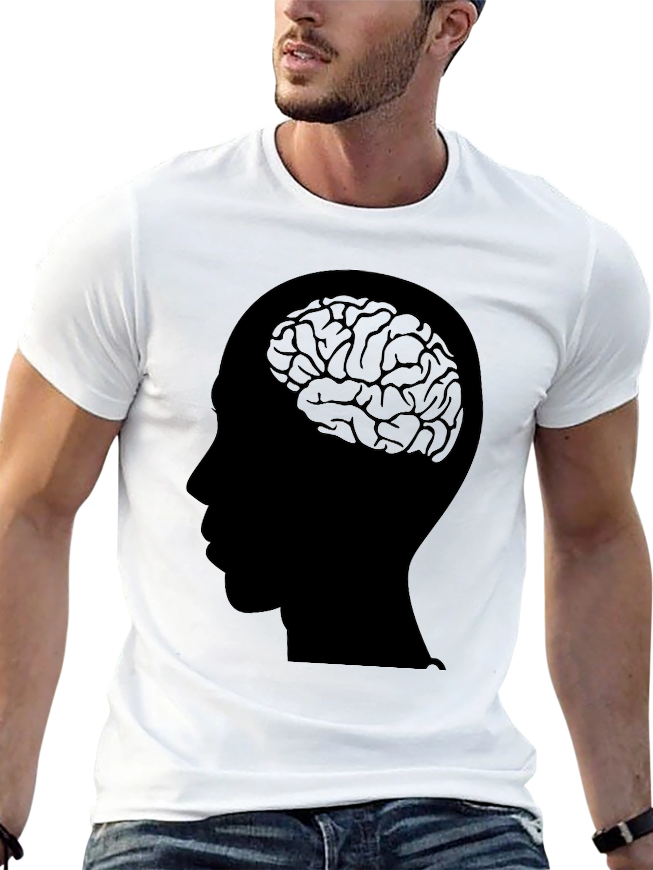 Black Brain Head T-Shirt - Mens Graphic Tee view 13