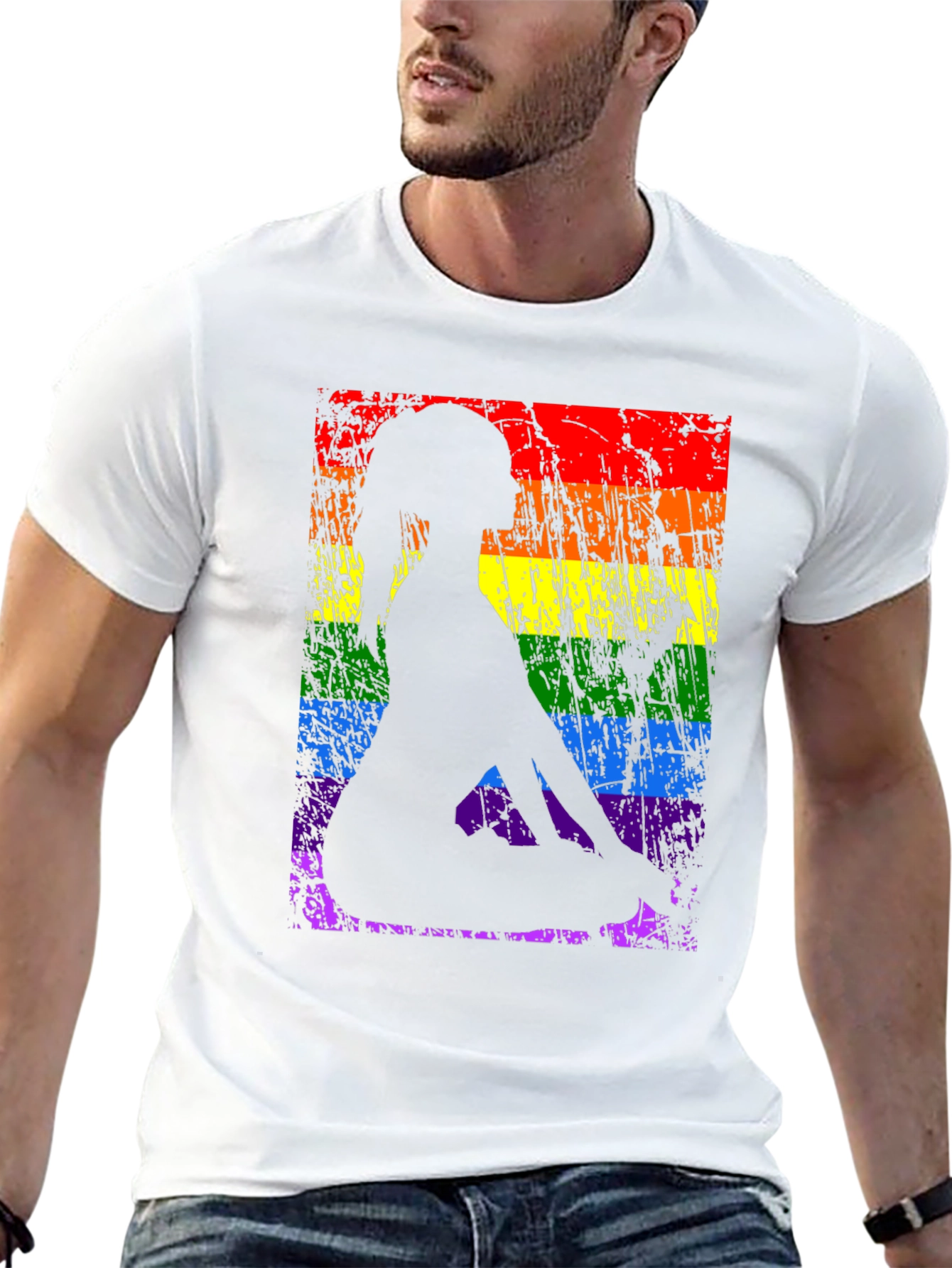 Black Yoga Pose LGBTQ Pride T-Shirt view 13