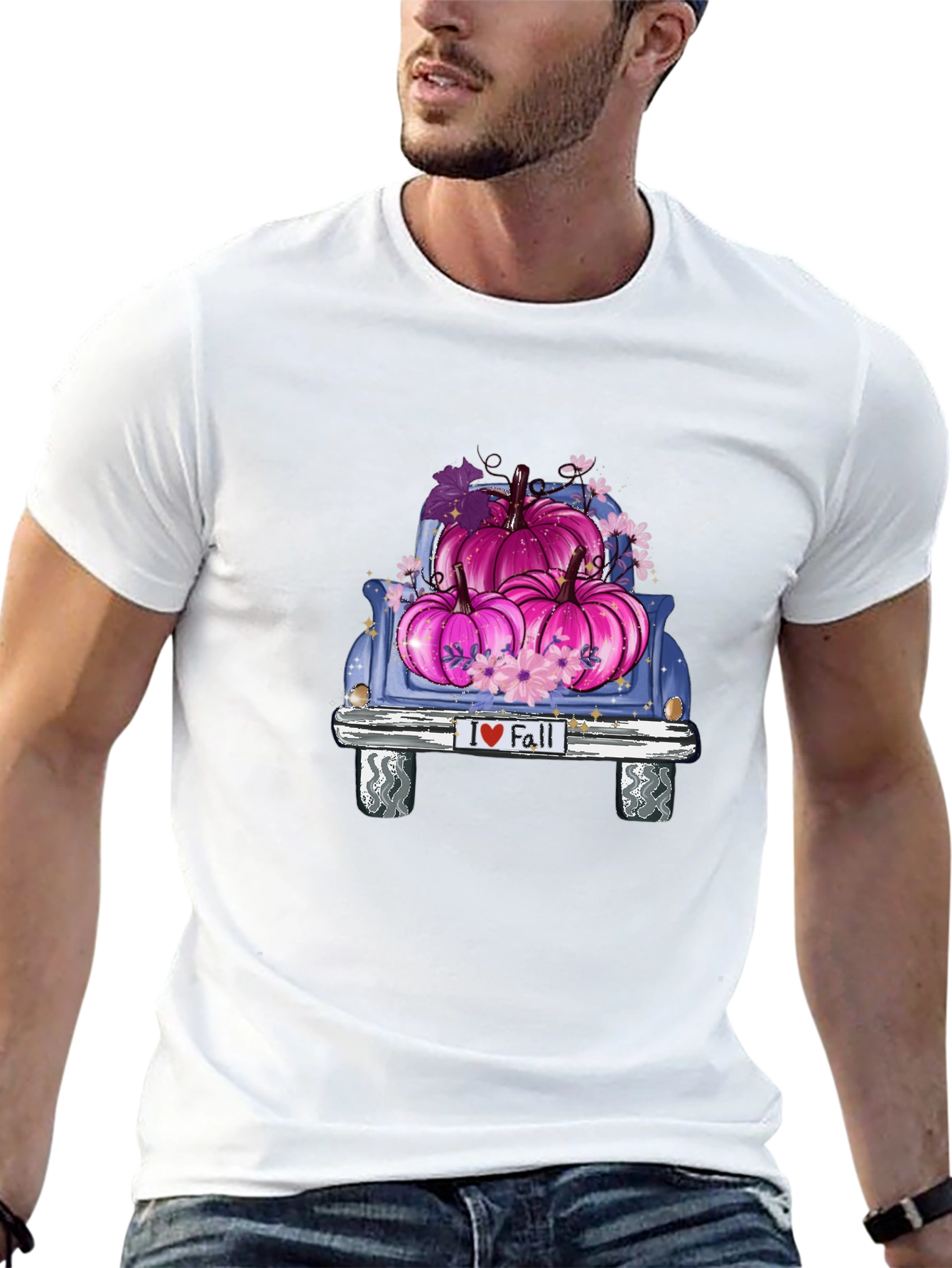 Black I Love Fall Pumpkin Truck Tee view 13