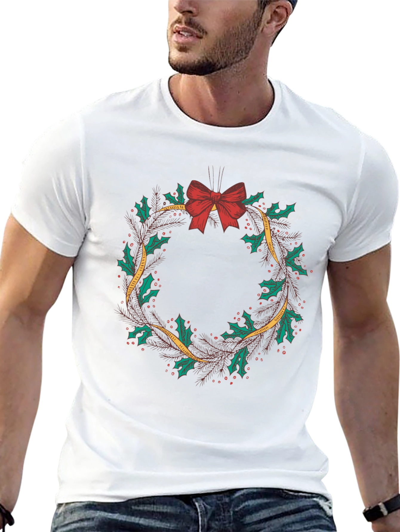 Black Holiday Wreath Graphic Tee view 13