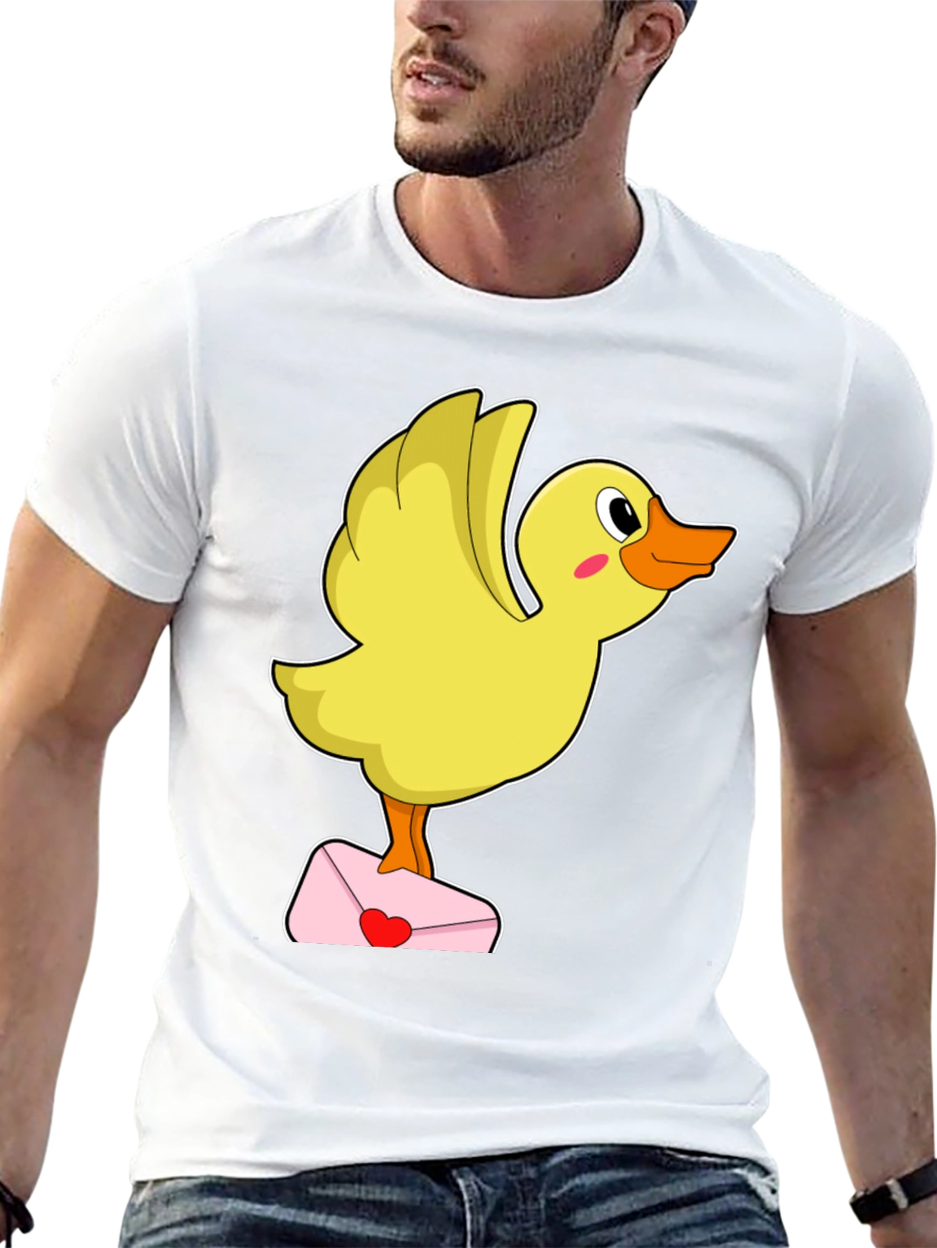 Black Duck with Love Letter T-Shirt - Cute Valentine's Day Gift! view 13