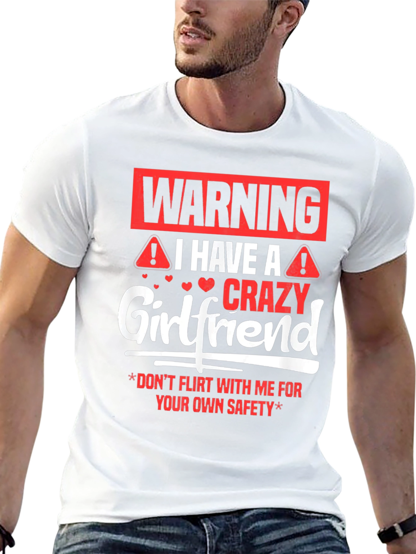 Black Warning Crazy Girlfriend Men's Black T-Shirt view 13