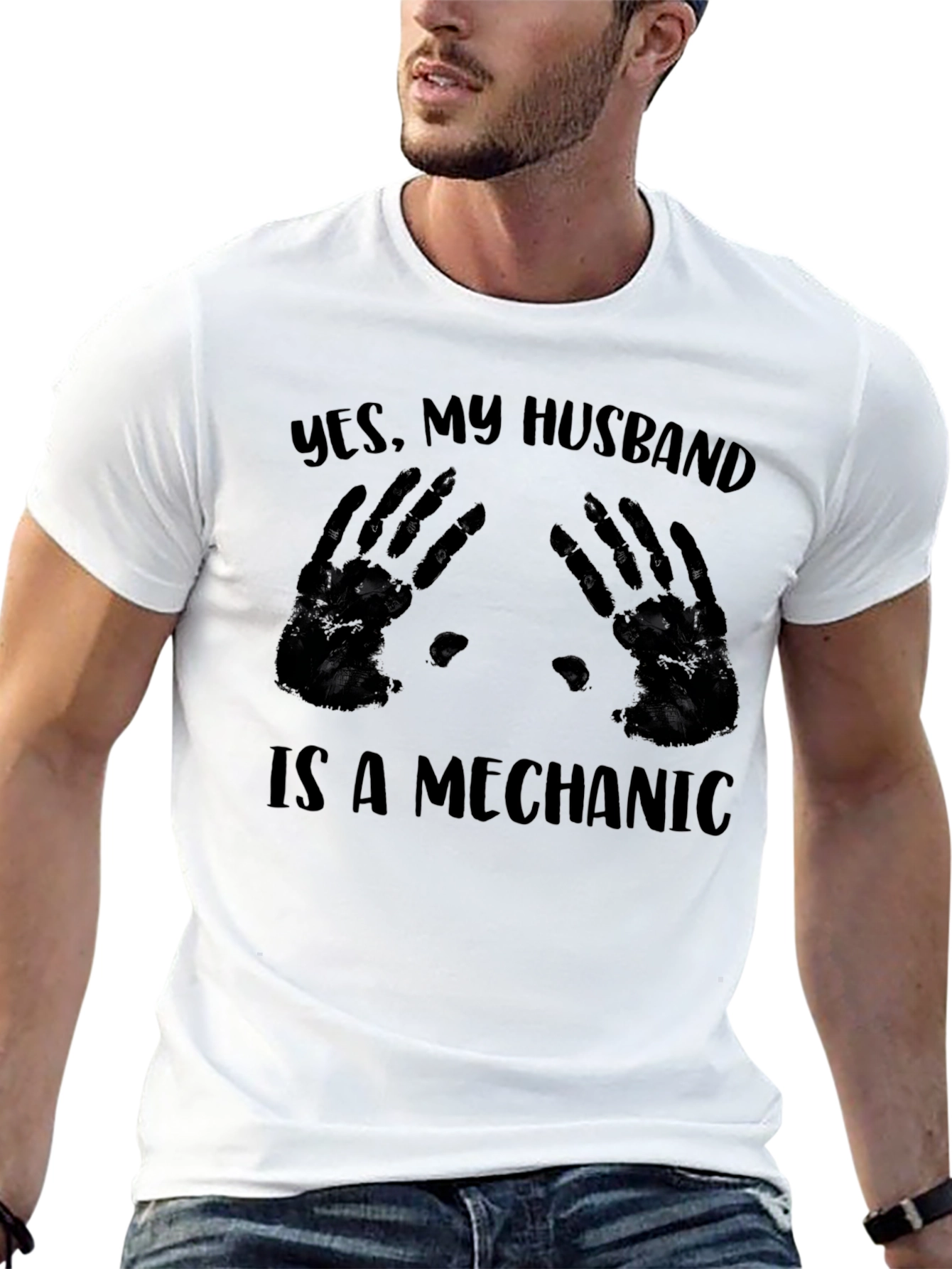 Black Mechanic Husband T-Shirt view 13