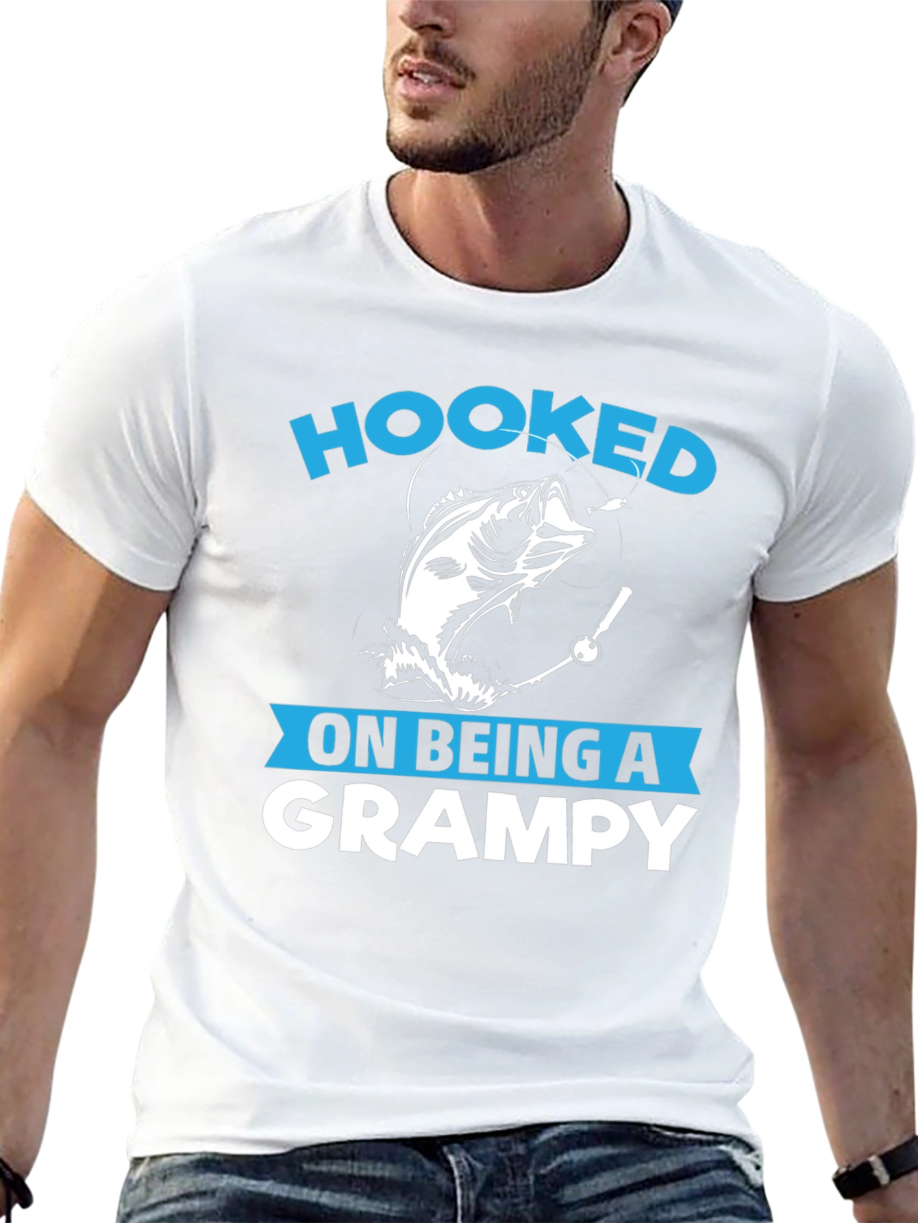 Black Hooked on Being a Grampy T-Shirt view 13