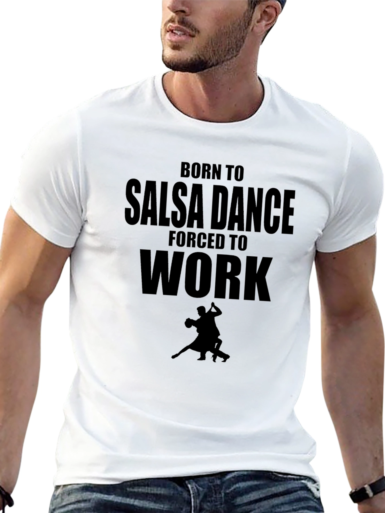 Black Salsa Dance T-Shirt - Born to Salsa, Forced to Work view 13
