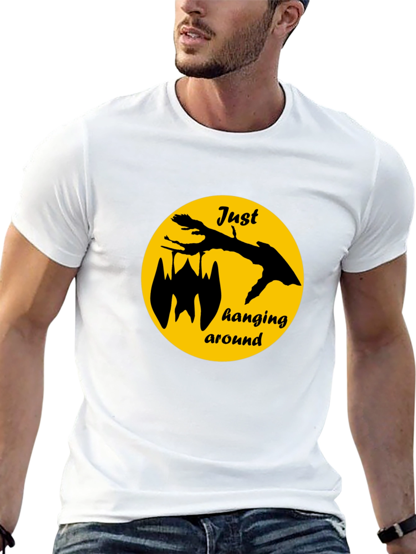Black Just Hanging Around Bat Graphic Tee - Black view 13