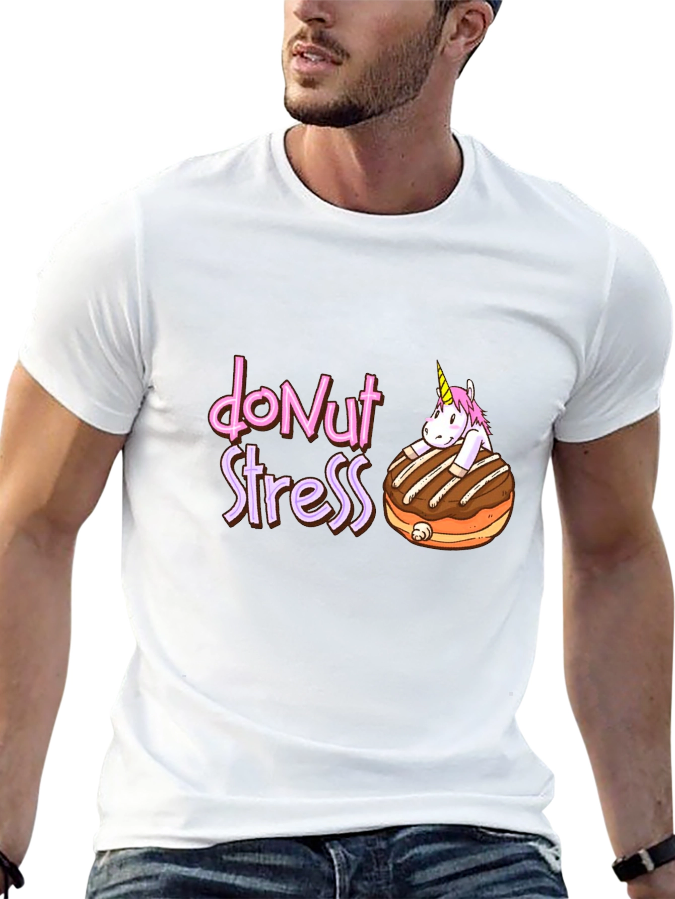 Black Donut Stress T-Shirt - Cute Unicorn Tee view 13