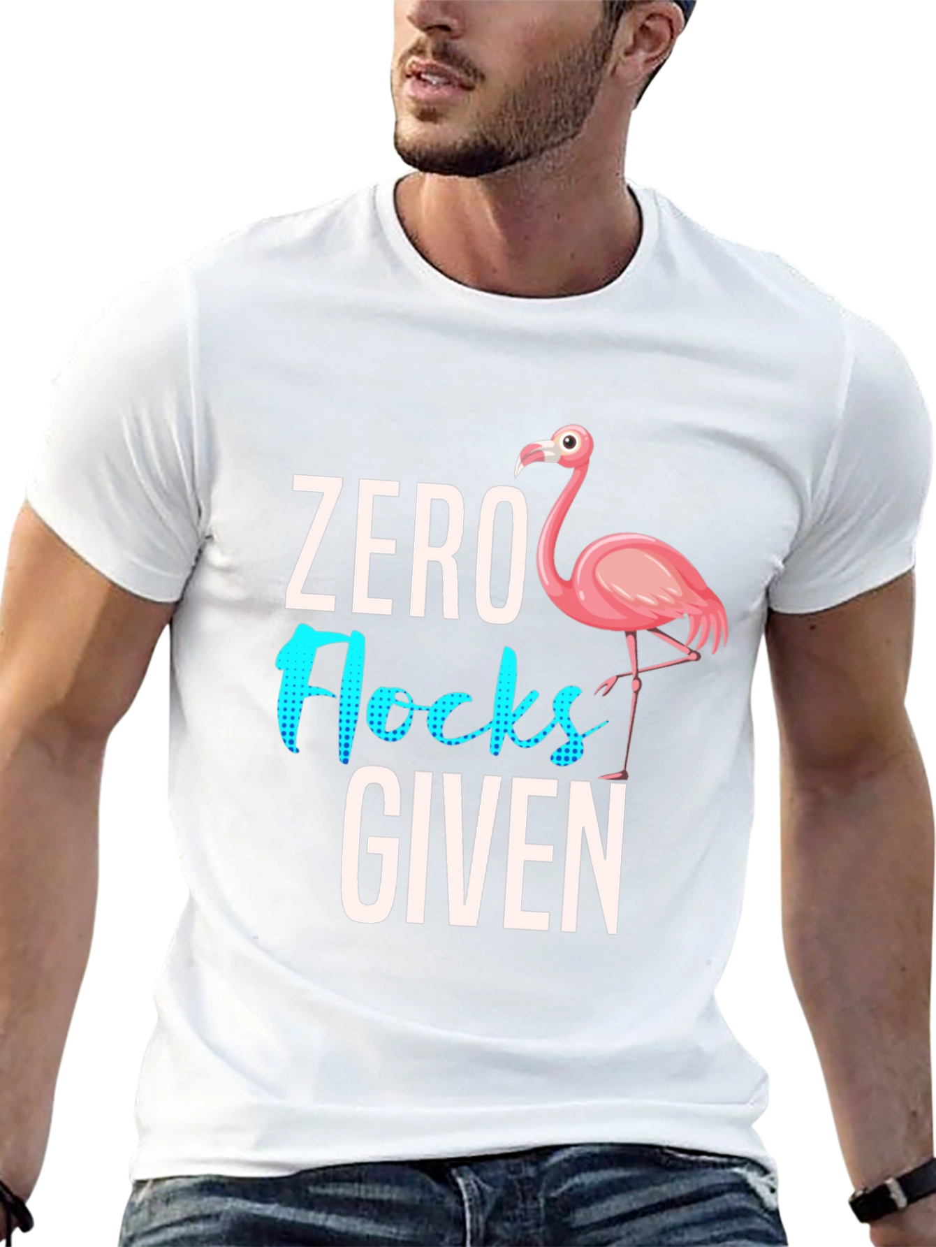 Black Zero Flocks Given Flamingo Graphic Tee - Sarcastic Humor T-Shirt view 13