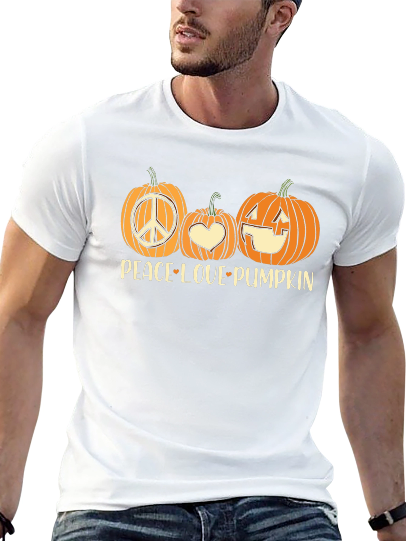Black Peace Love Pumpkin Halloween T-Shirt view 13
