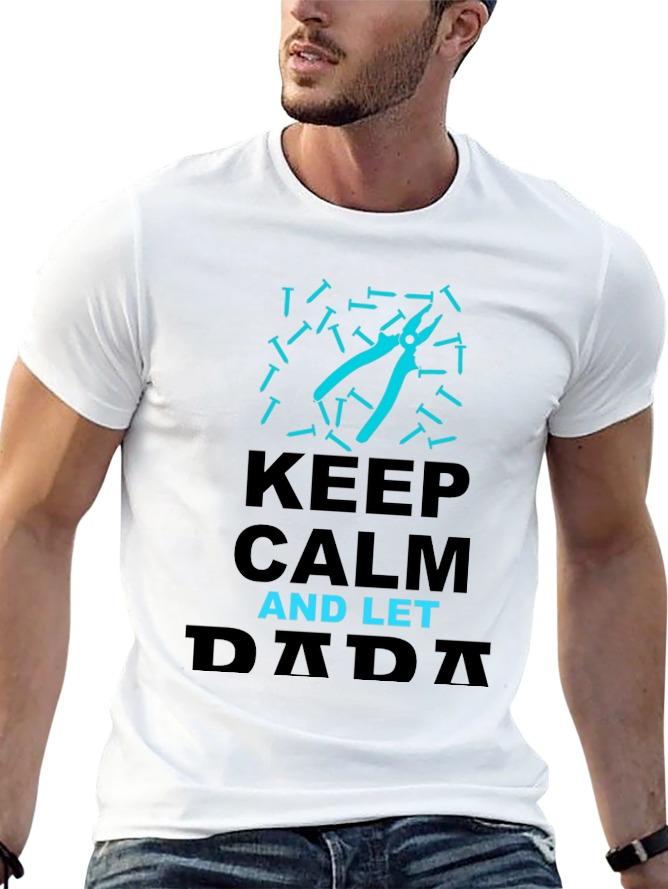 Black Keep Calm and Let Dada Handle It Graphic Tee view 13