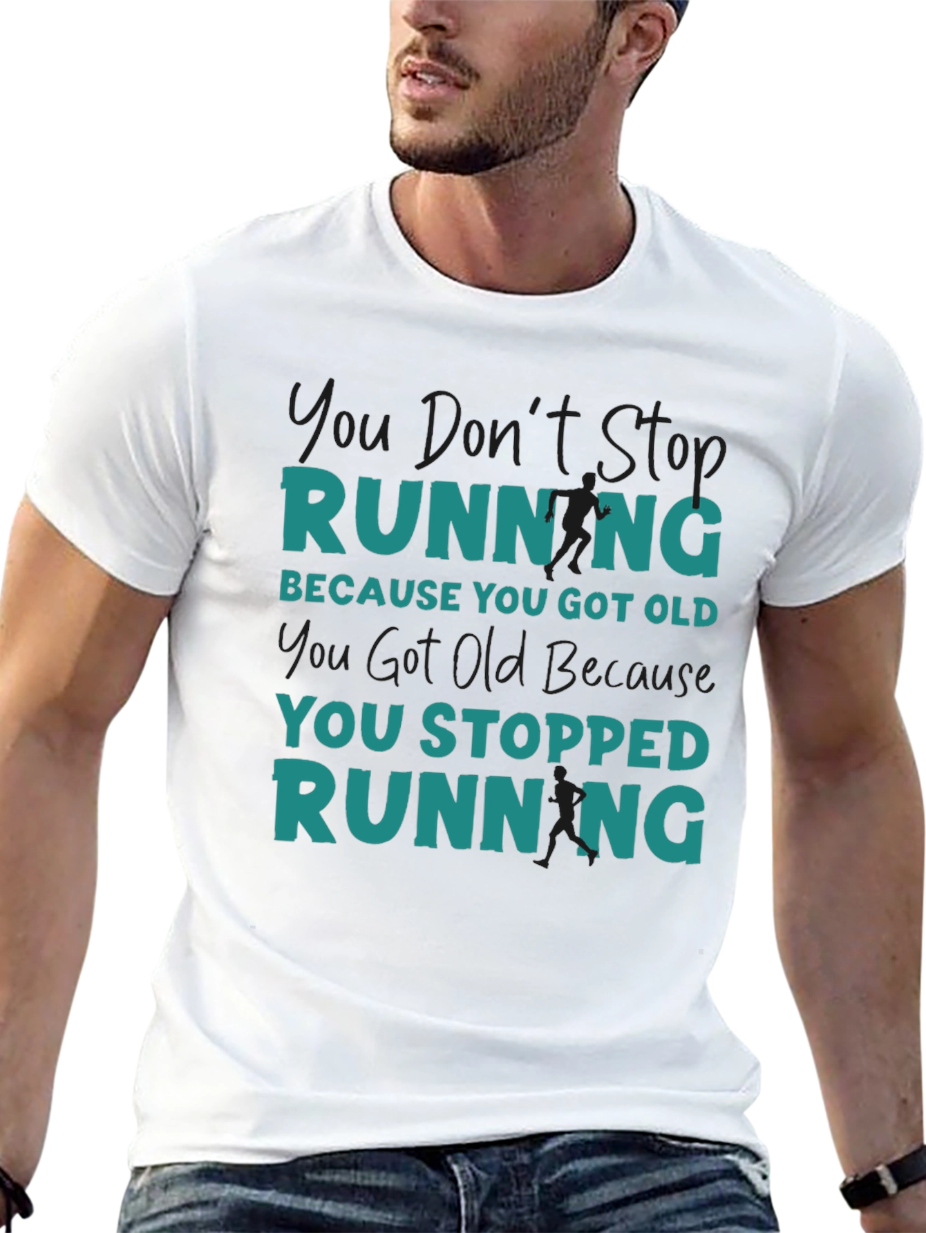 Black Running Quote T-Shirt - Don't Stop Running view 13