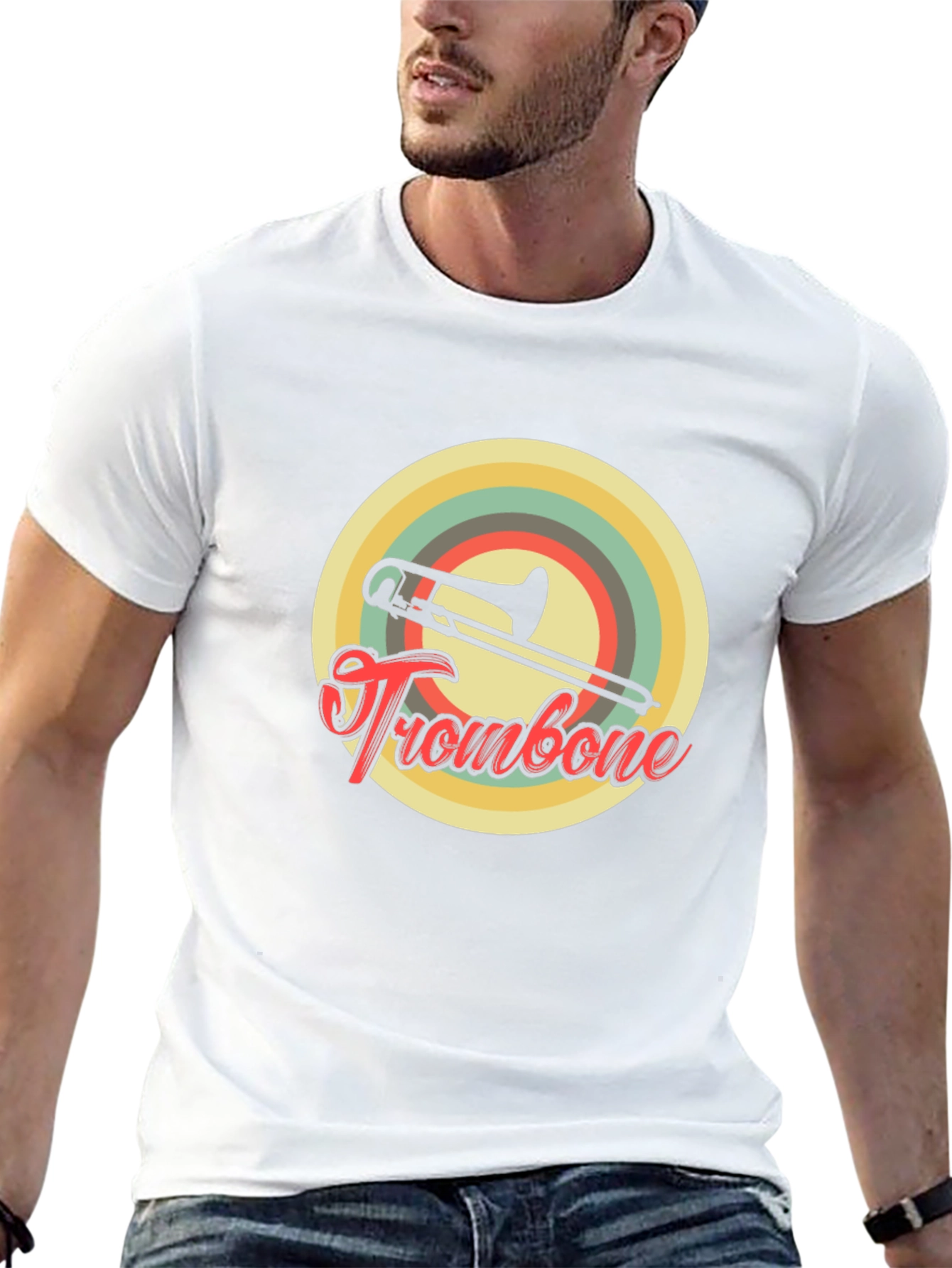 Black Retro Trombone T-Shirt - Vintage Musical Design view 13