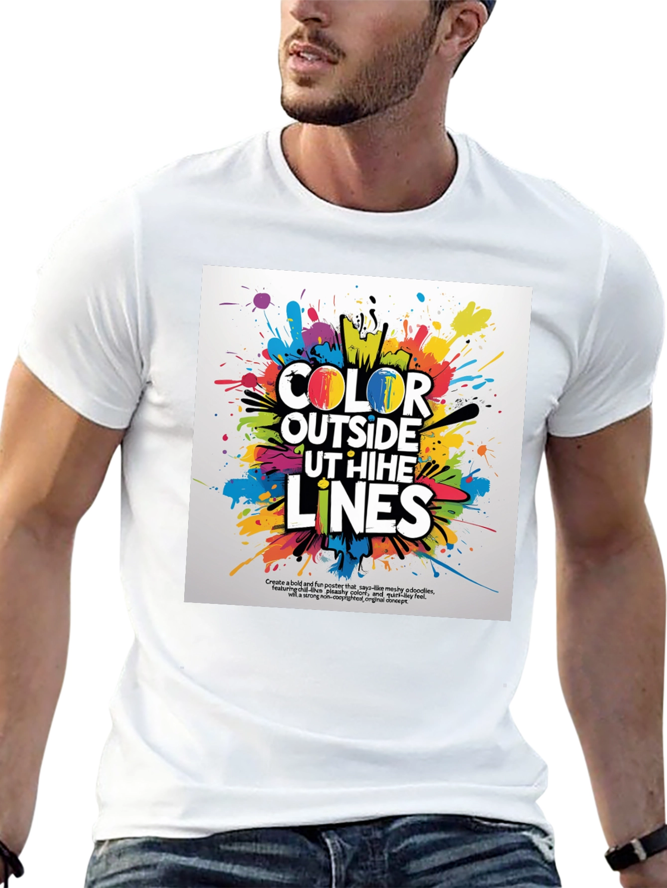 Black Color Outside the Lines Graphic Tee view 13