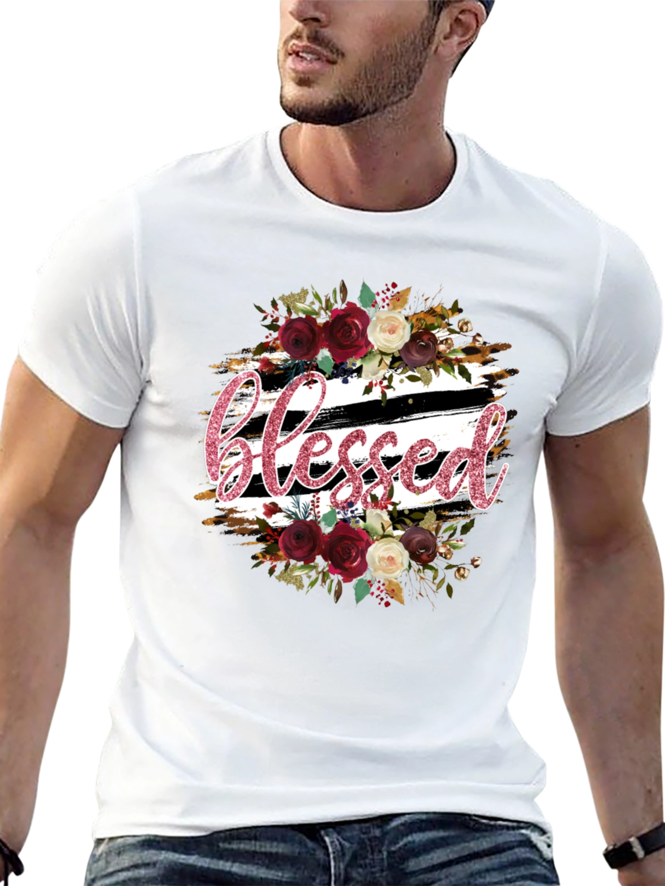 Black Blessed Floral Graphic T-Shirt - Stylish & Comfortable view 13