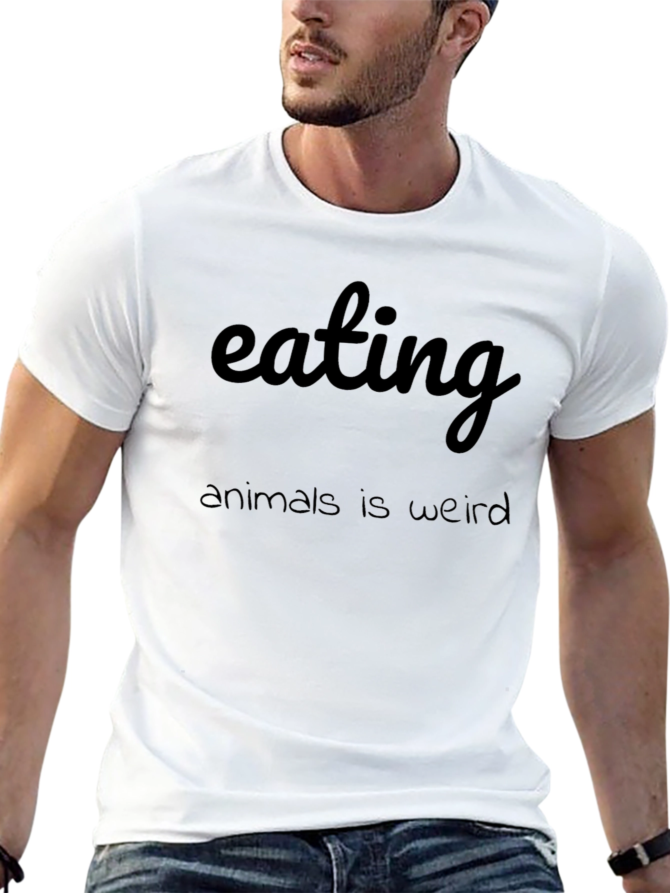 Black Eating Animals Is Weird T-Shirt view 13