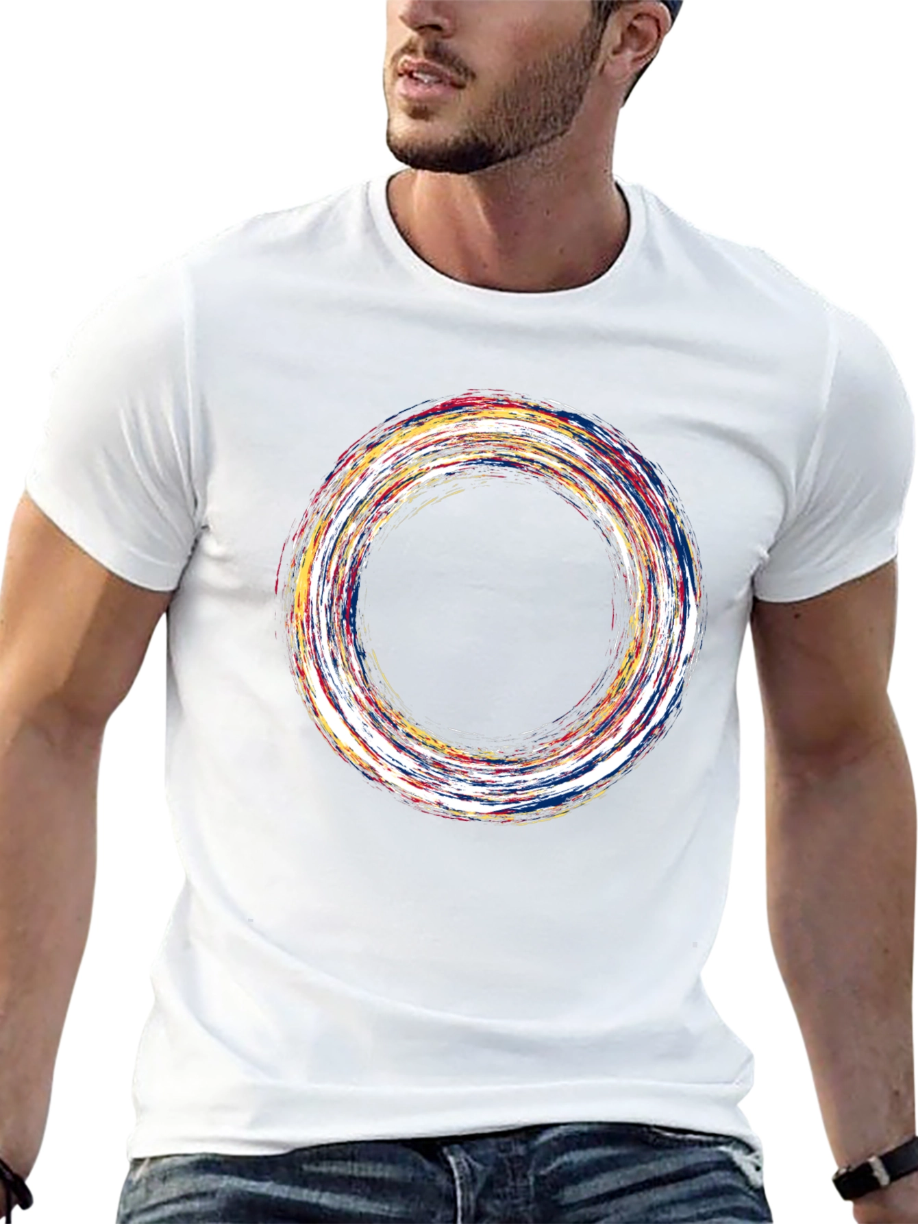 Black Abstract Circle Graphic Tee - Soft Black Cotton view 13