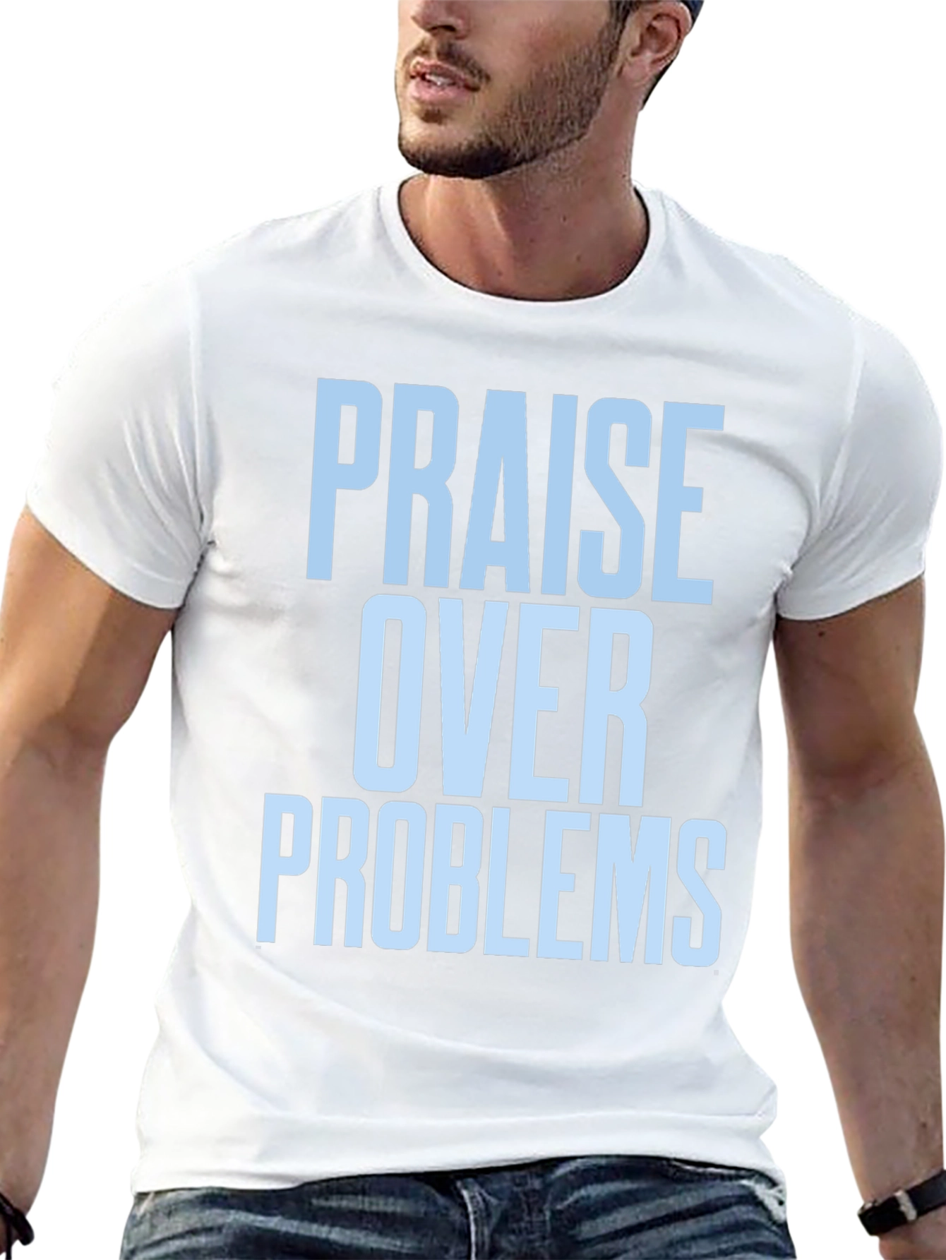 Black Praise Over Problems Graphic Tee - Black view 13