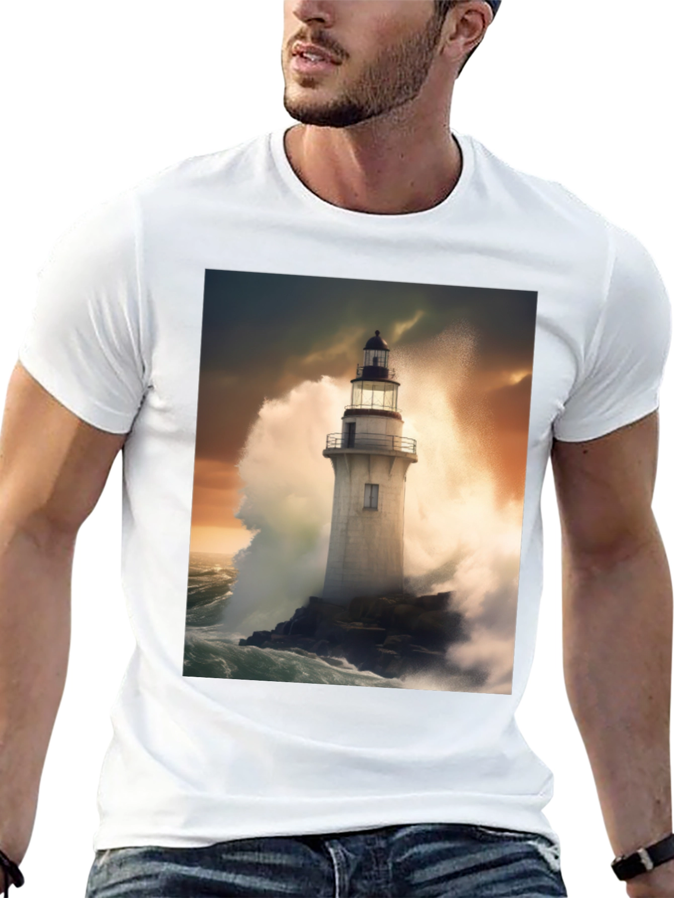 Lighthouse Storm Tee - Coastal Graphic T-Shirt - 13