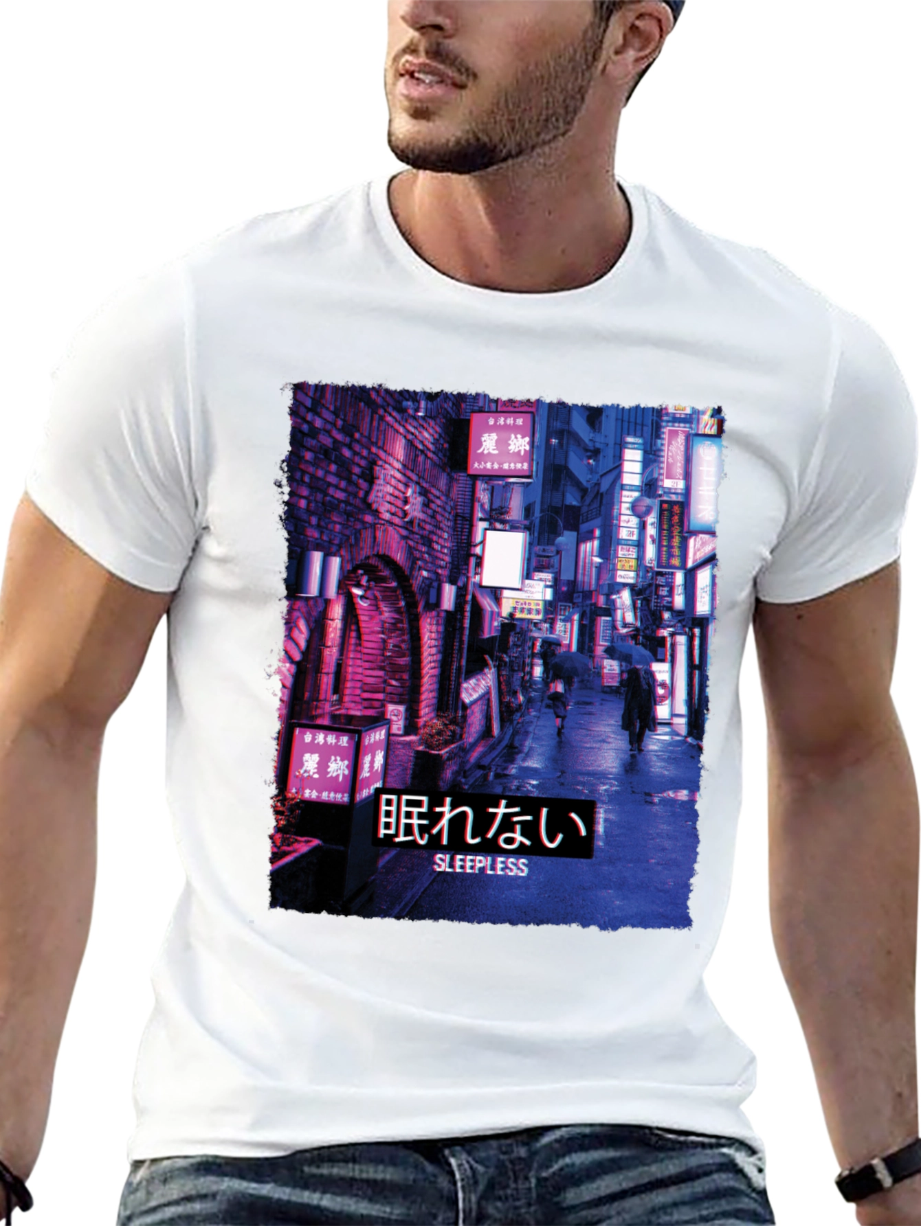 Black Sleepless Night Cityscape Graphic Tee view 13