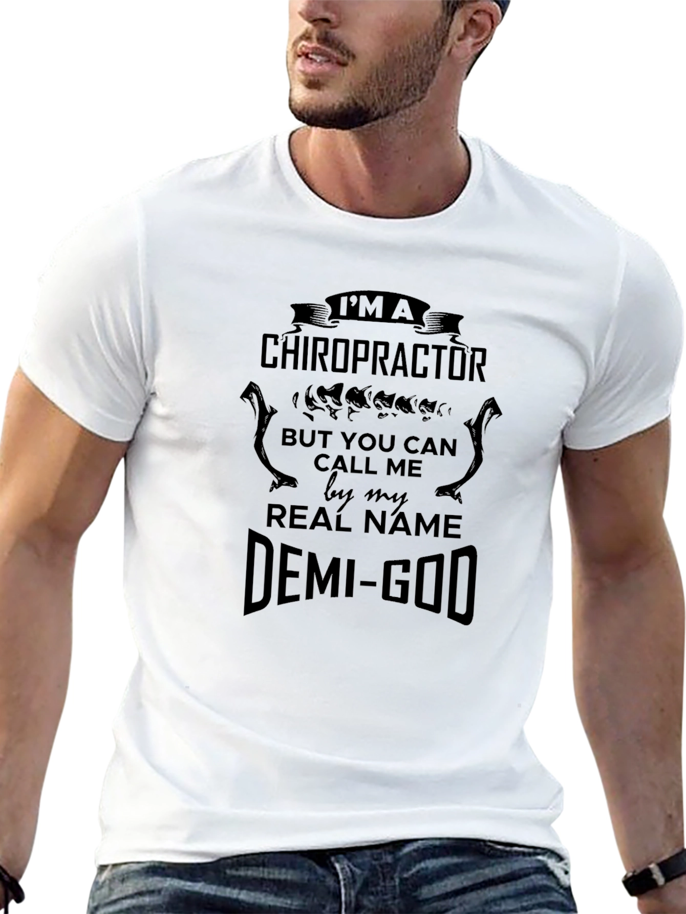 Black Chiropractor Demi-God T-Shirt - Funny Novelty Tee view 13