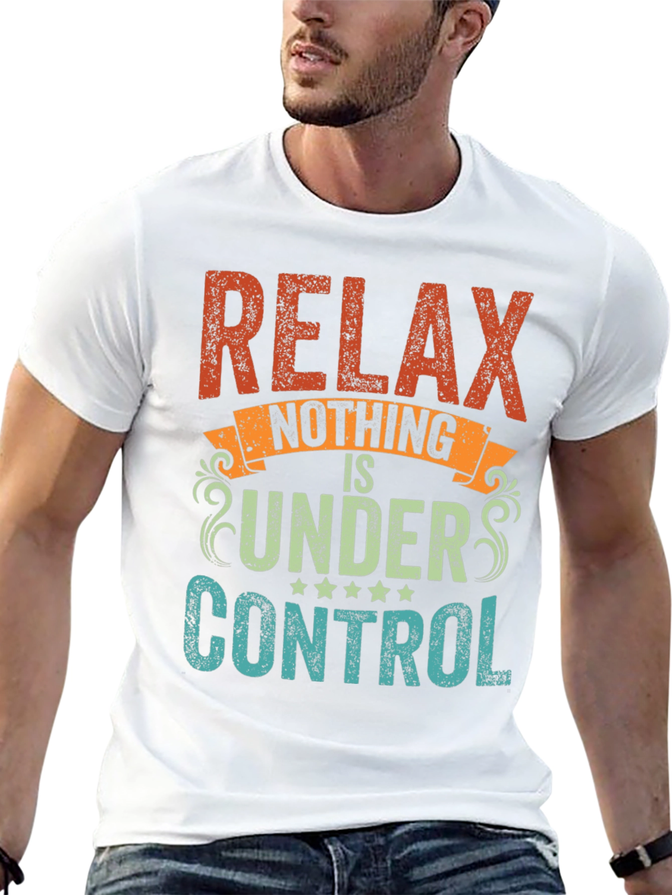 Black Relax Nothing Is Under Control Funny Slogan T-Shirt view 13