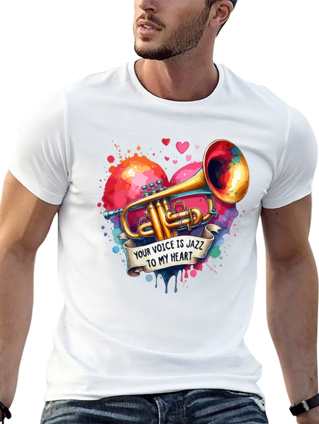 Black Jazz Heart Trumpet Graphic Tee view 13